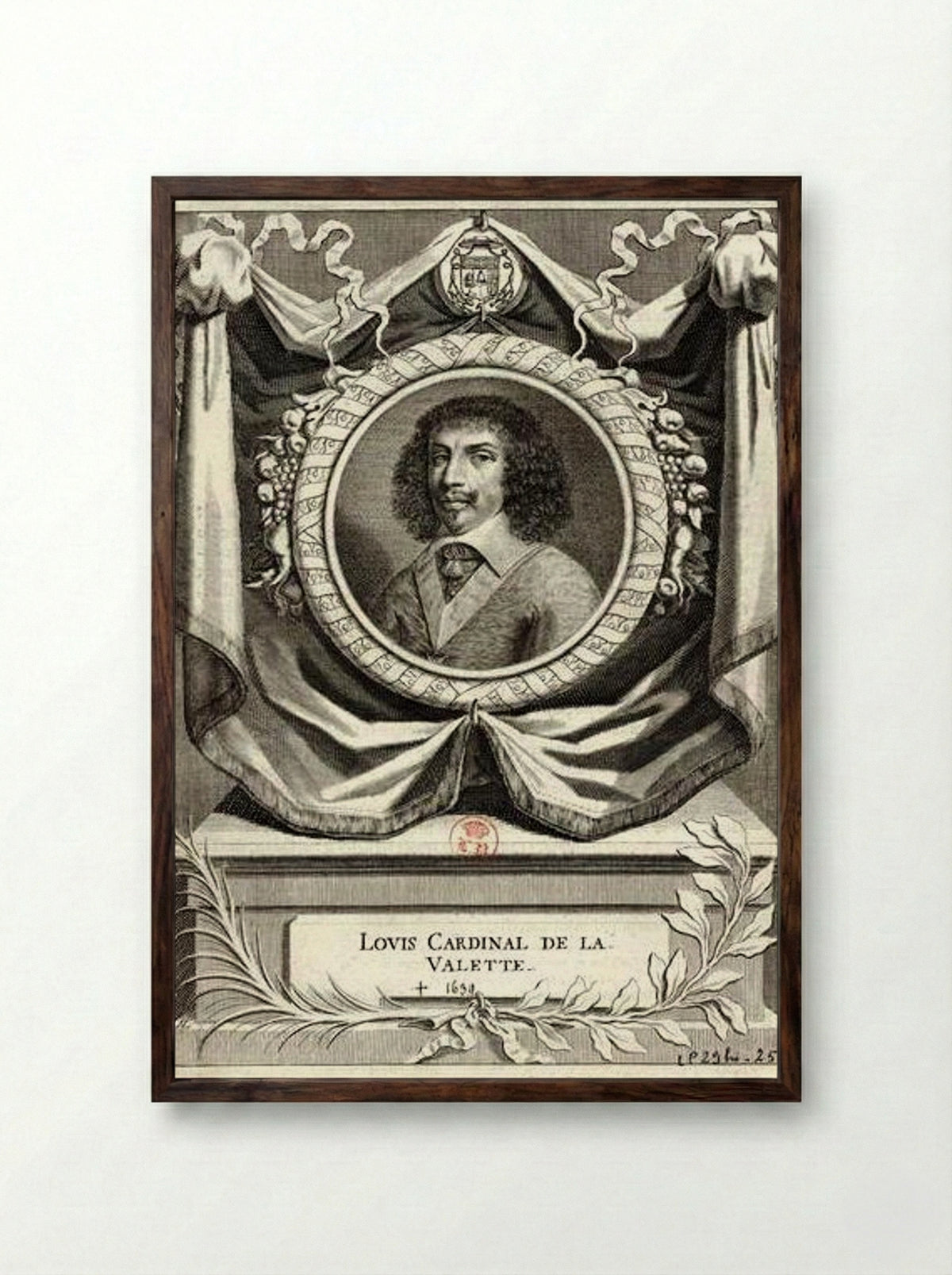 Portrait of Louis de Nogaret de La Valette - René Lochon - Framed Print Dark Wood