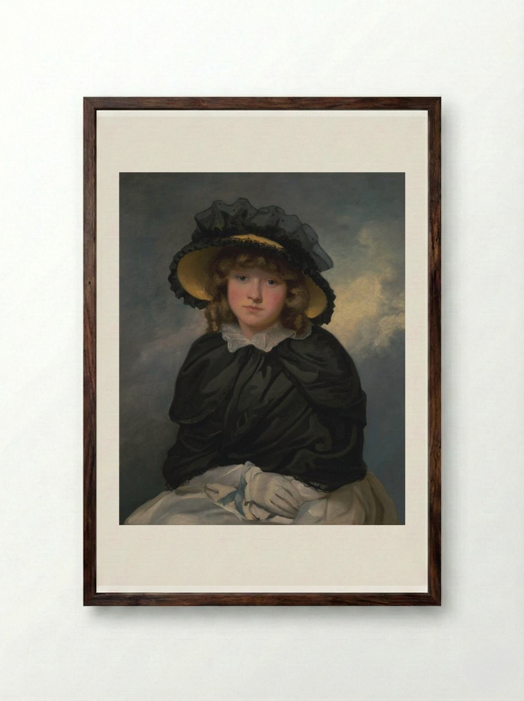 Portrait of Louisa Lane, Called 'Cecilia' - John Hoppner - Framed Print Dark Wood