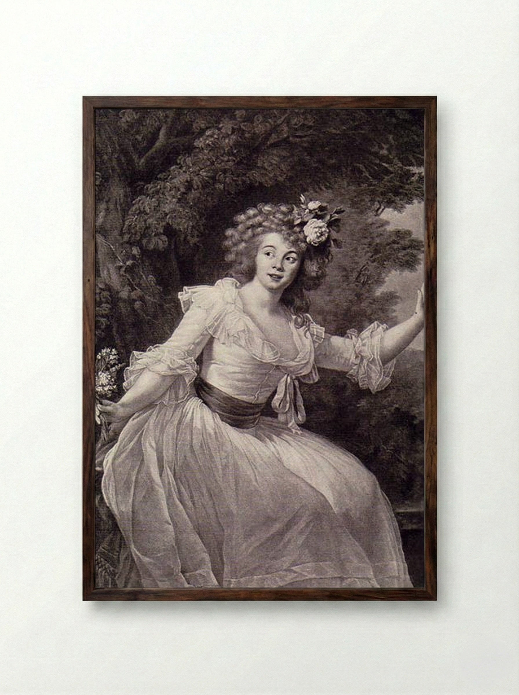 Portrait of Louise Rosalie Dugazon - Louise Elisabeth Vigée Le Brun - Framed Print Dark Wood