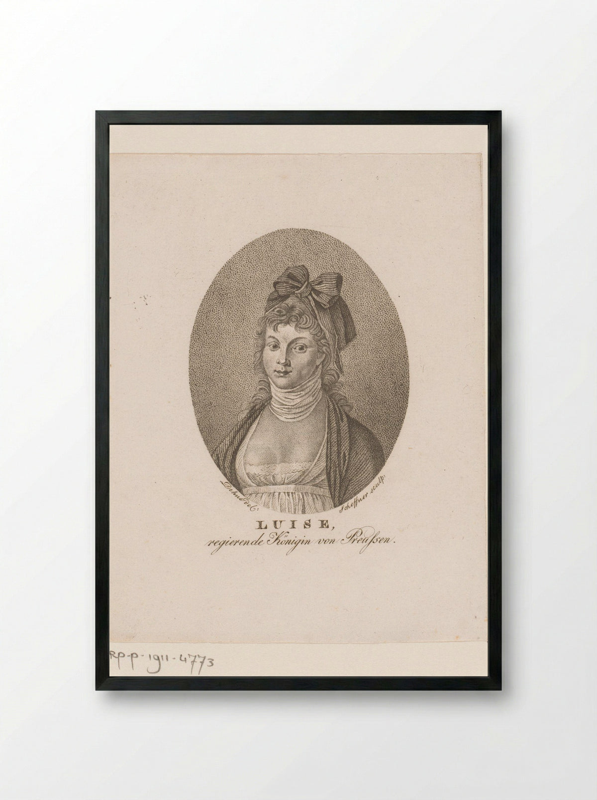 Portrait of Louise of Mecklenburg-Strelitz - Heinrich Müller - Framed Print Black