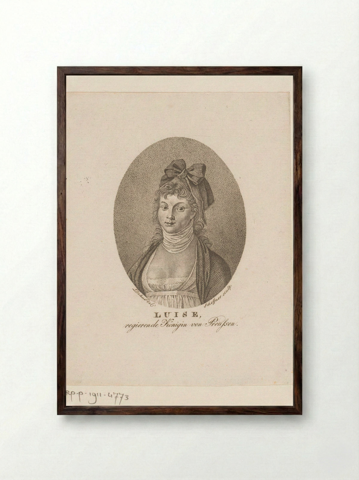 Portrait of Louise of Mecklenburg-Strelitz - Heinrich Müller - Framed Print Dark Wood