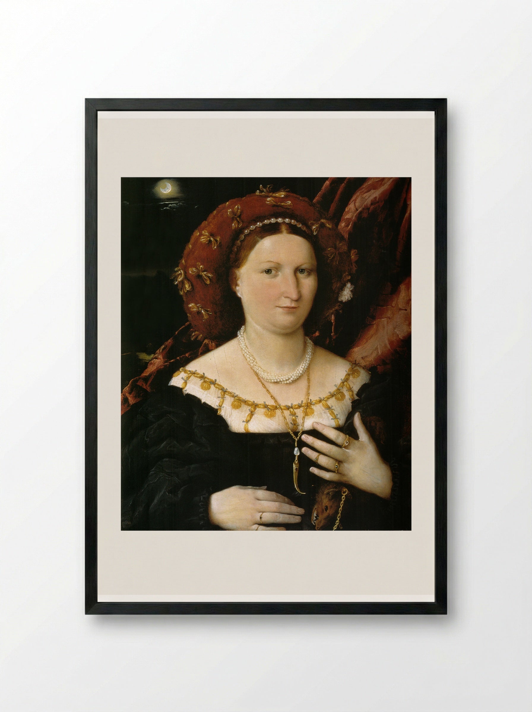 Portrait of Lucina Brembati - Lorenzo Lotto - Framed Print Black