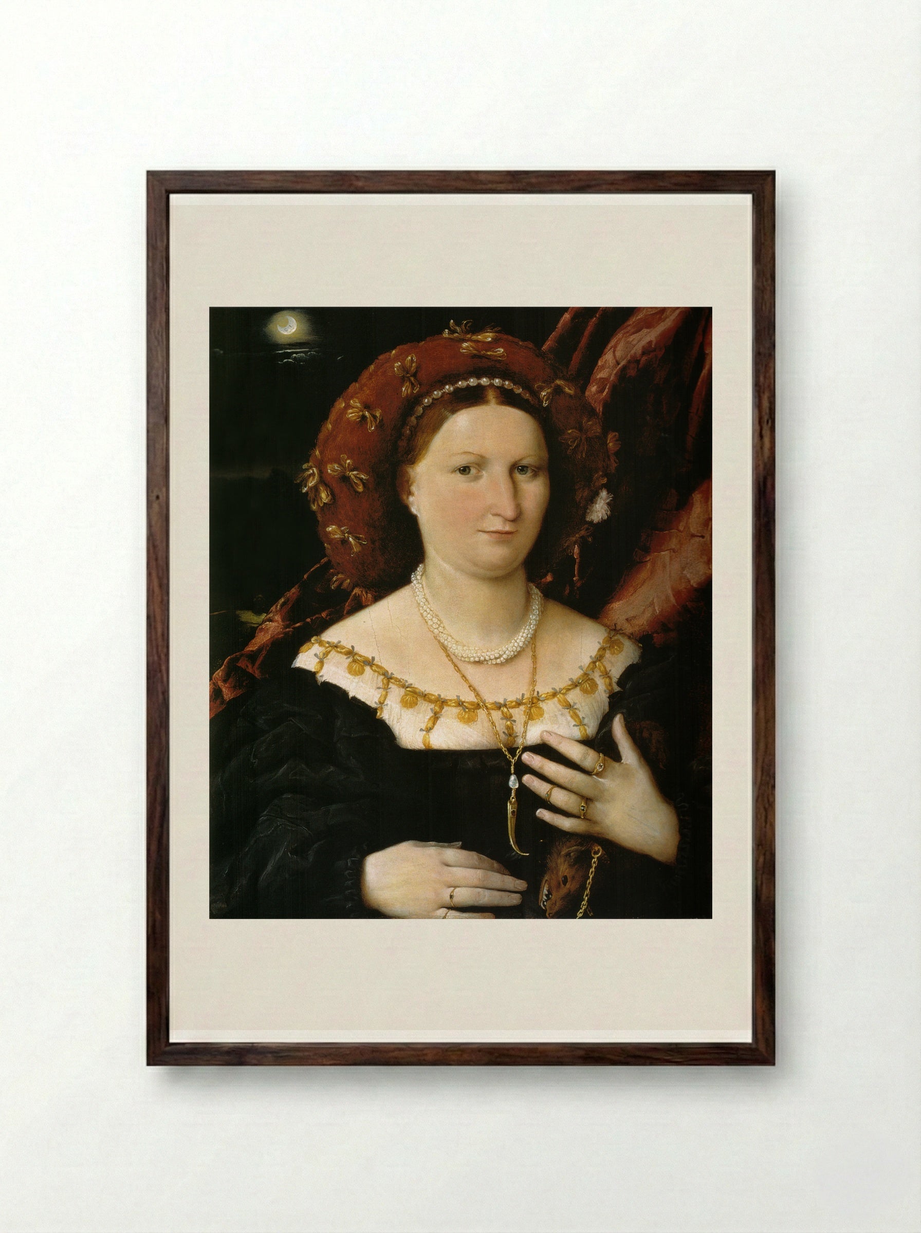 Portrait of Lucina Brembati - Lorenzo Lotto - Framed Print Dark Wood