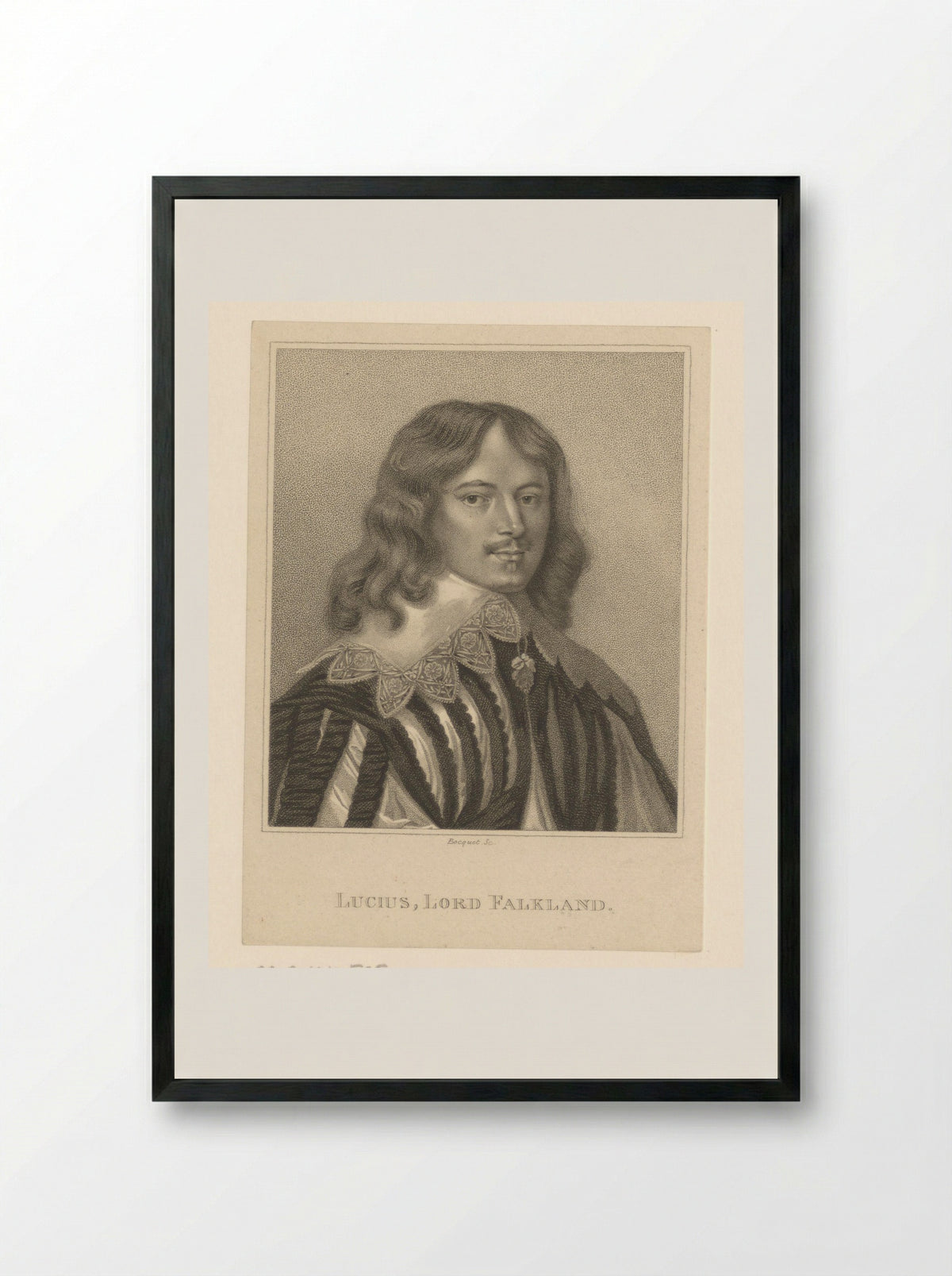 Portrait of Lucius Cary, 2nd Viscount Falkland - John Scott - Framed Print Black