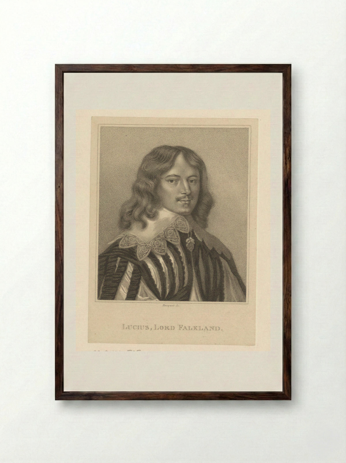 Portrait of Lucius Cary, 2nd Viscount Falkland - John Scott - Framed Print Dark Wood