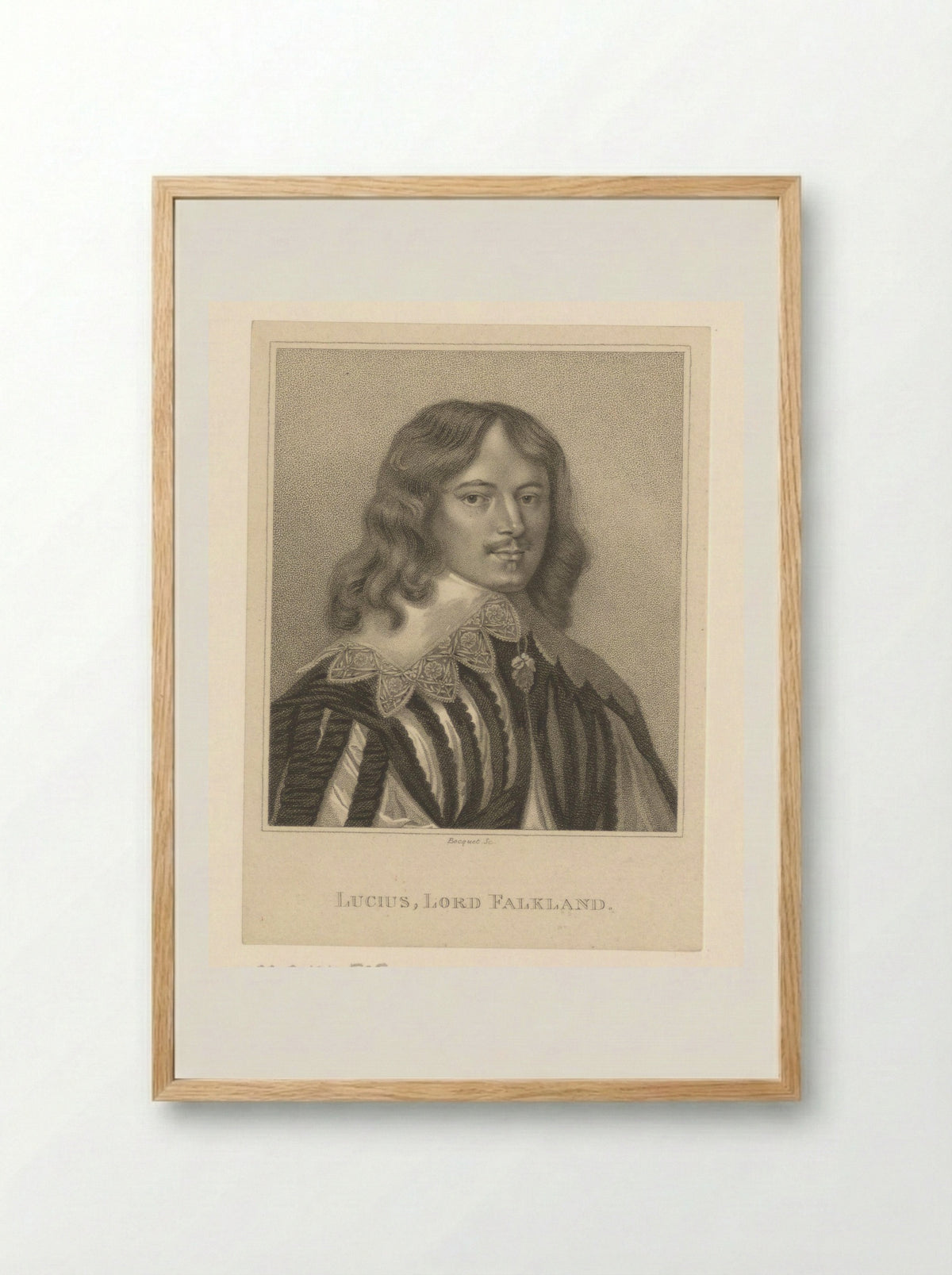 Portrait of Lucius Cary, 2nd Viscount Falkland - John Scott - Framed Print Wood