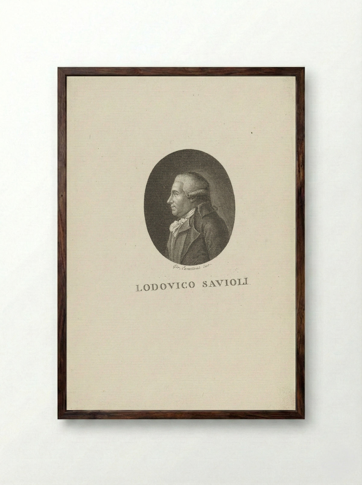 Portrait of Ludovico Savioli - Girolamo Carattoni - Framed Print Dark Wood