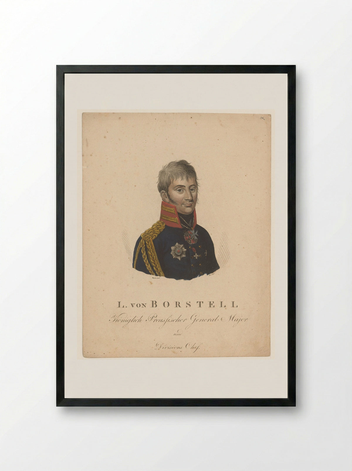 Portrait of Ludwig von Borstell - Luigi Schiavonetti - Framed Print Black