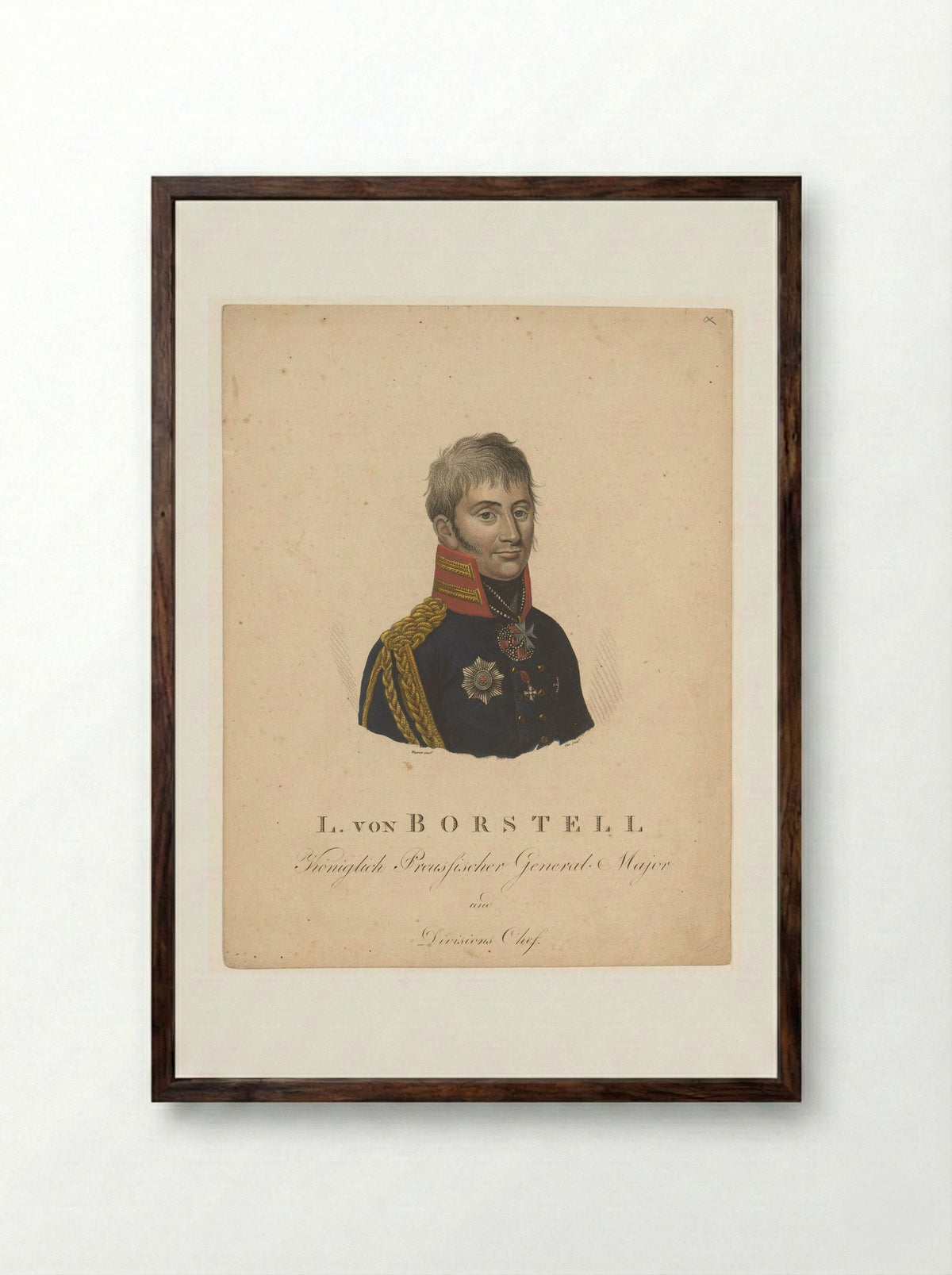 Portrait of Ludwig von Borstell - Luigi Schiavonetti - Framed Print Dark Wood