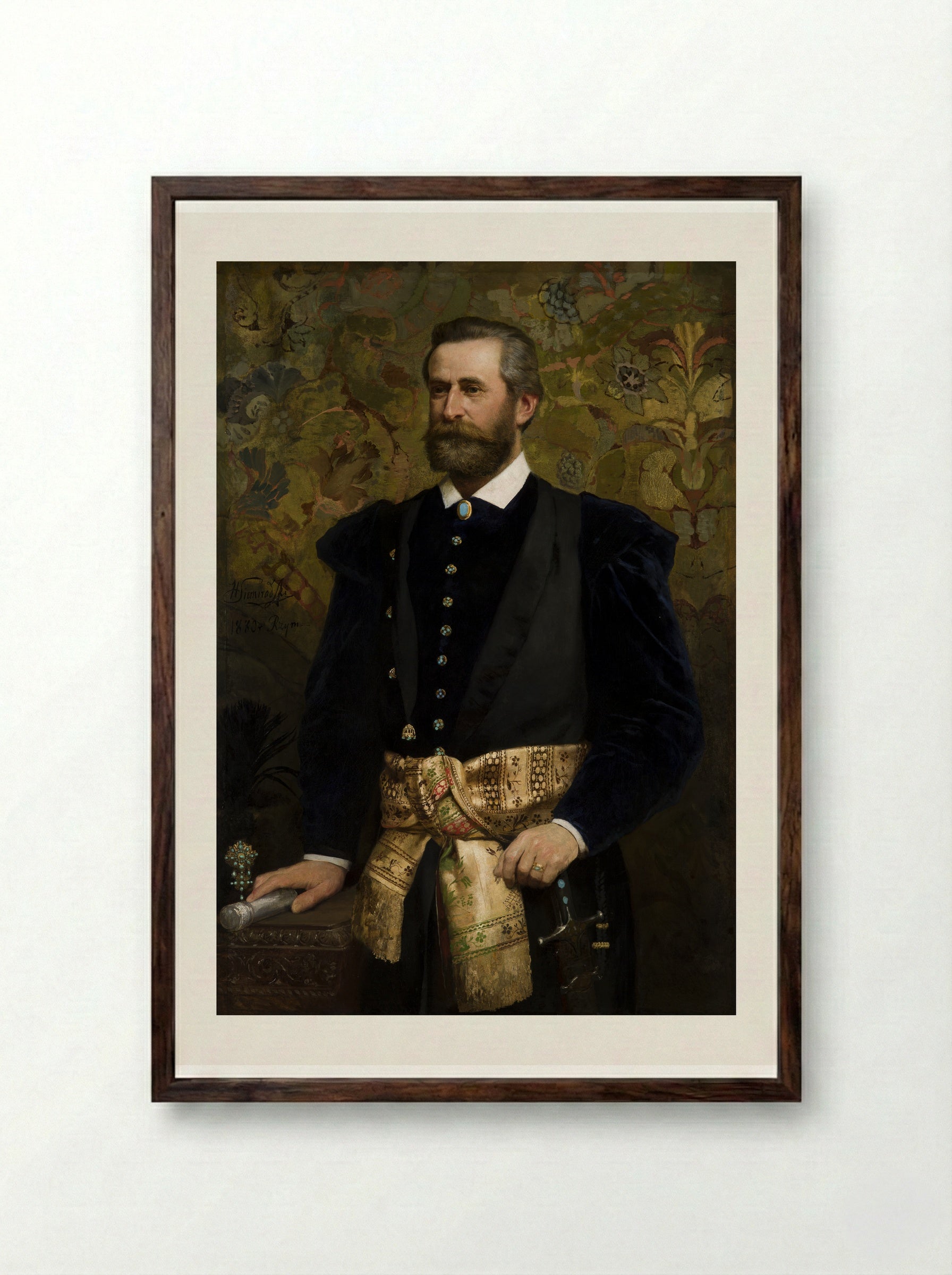 Portrait of Ludwik Wodzicki - Henryk Siemiradzki - Framed Print Dark Wood