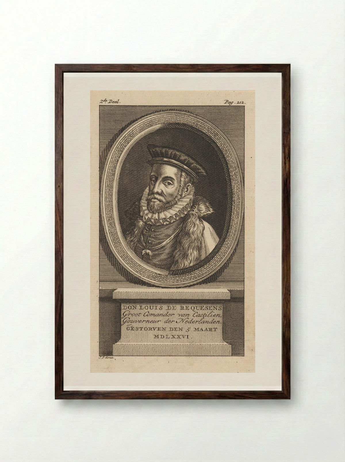 Portrait of Luis de Zúñiga y Requesens - Jan Punt - Framed Print Dark Wood