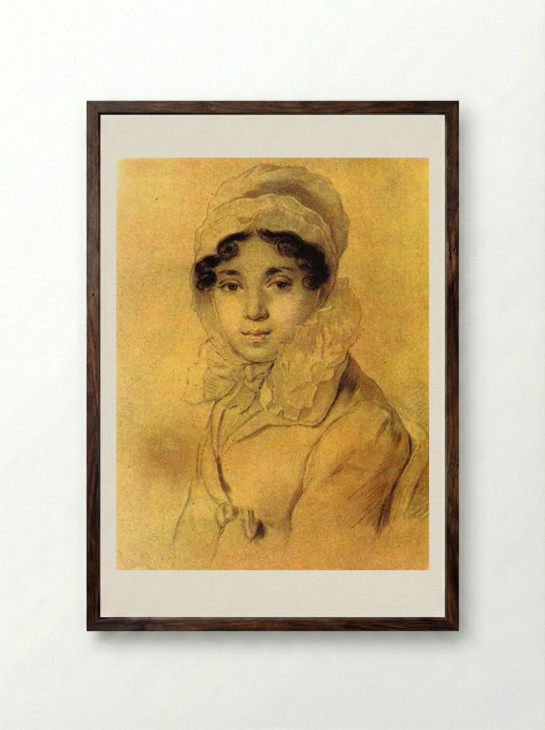 Portrait of M. A. Kikina - Orest Kiprensky - Framed Print Dark Wood