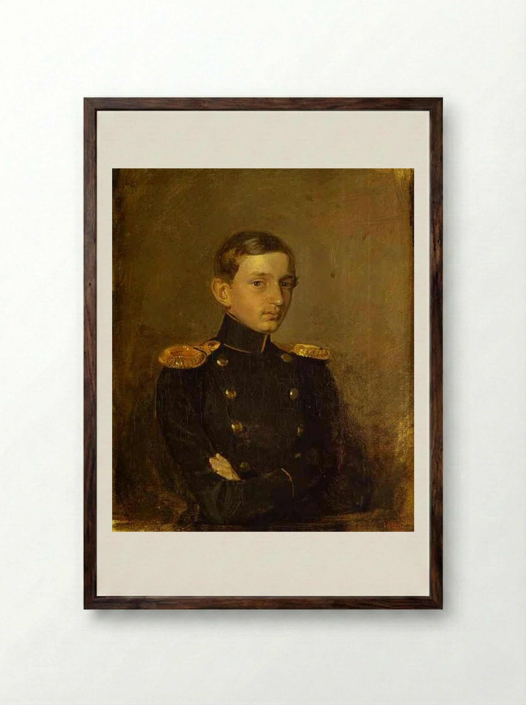 Portrait of M. P. Zhdanovich - Pavel Fedotov - Framed Print Dark Wood