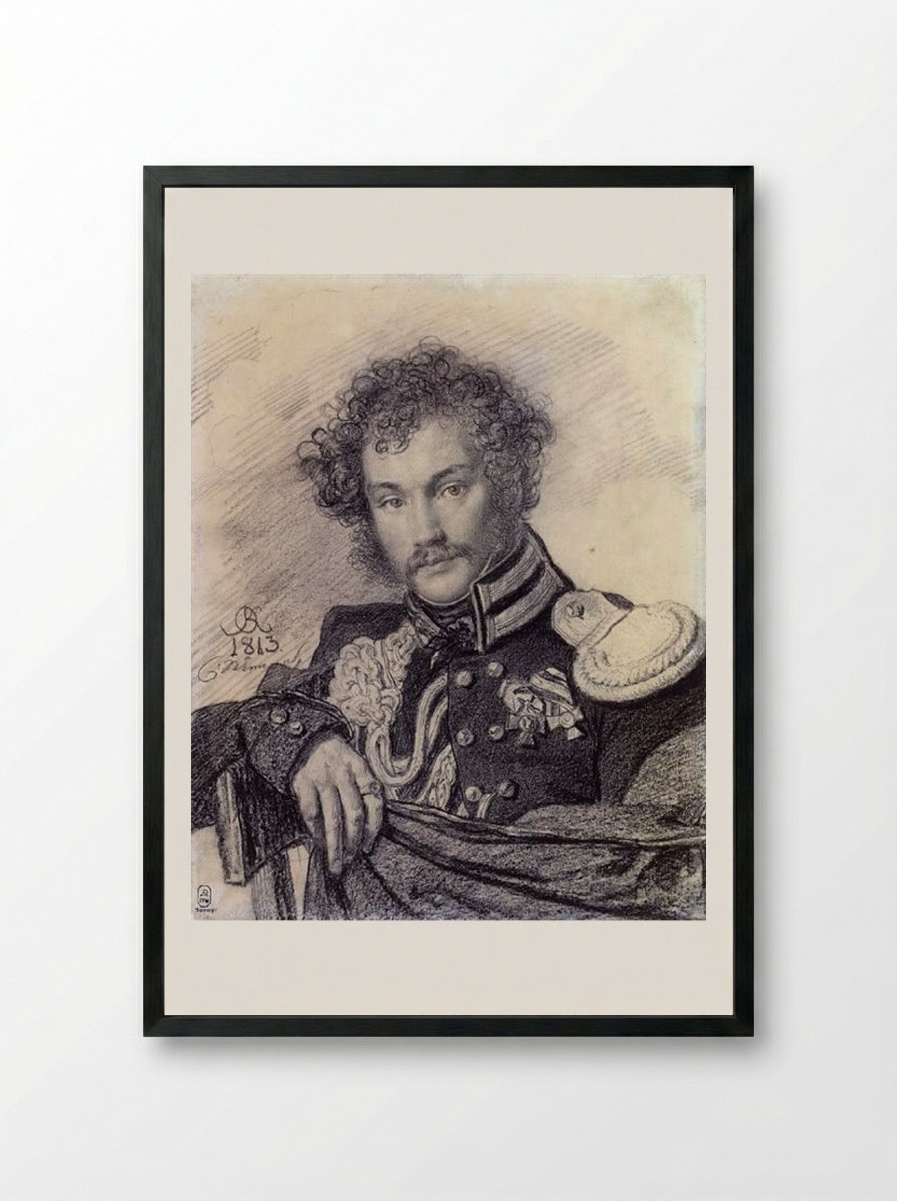 Portrait of M. Lansky - Orest Kiprensky - Framed Print Black