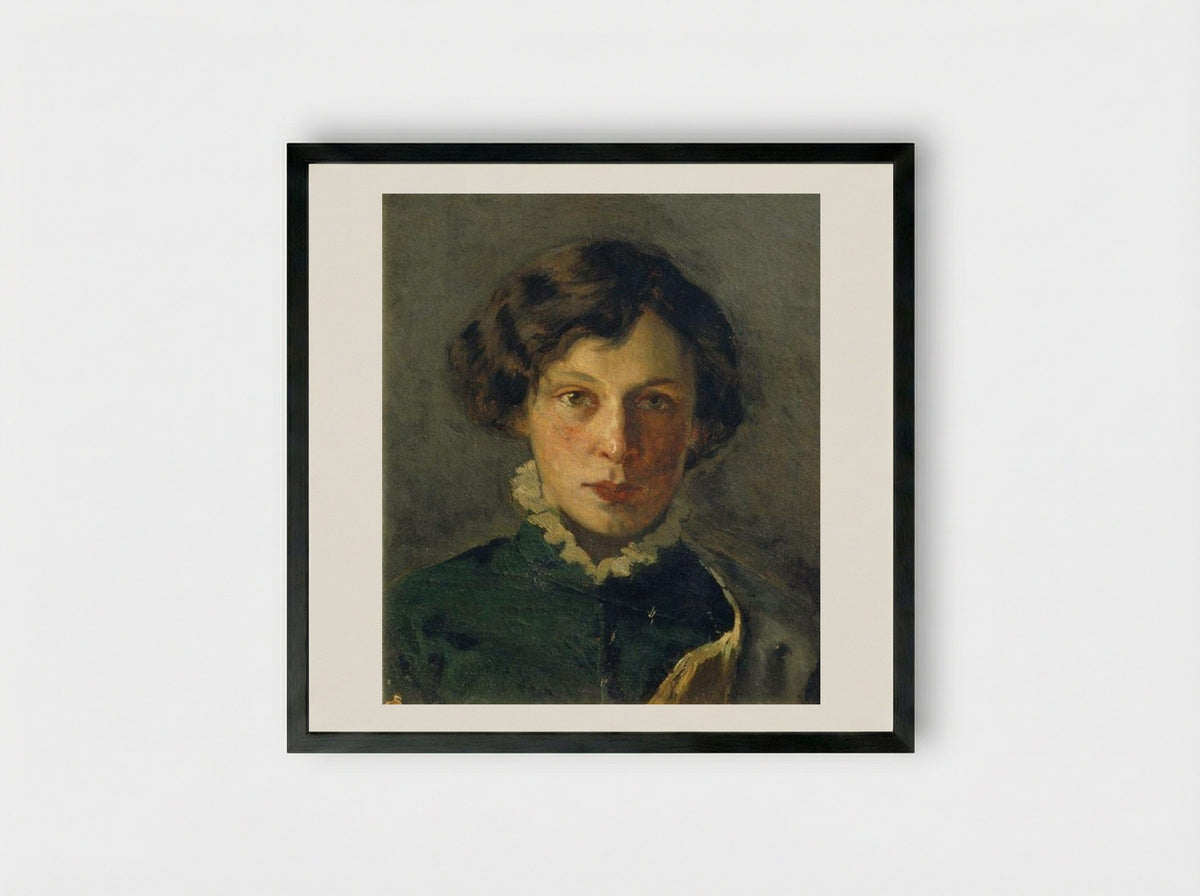 Portrait of M. Nesterova - Mikhail Nesterov - Framed Print Black