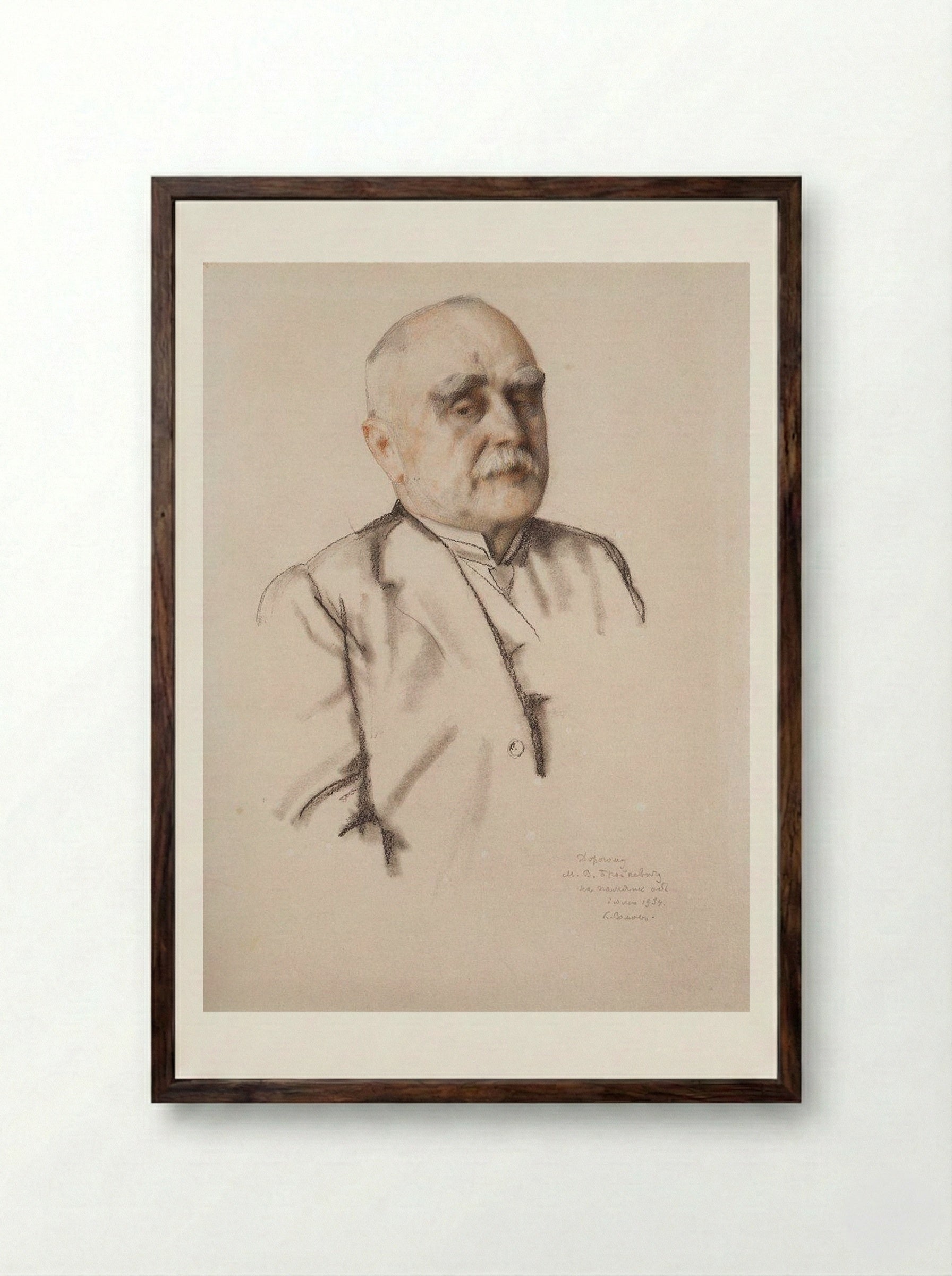 Portrait of M. Braykevich - Konstantin Somov - Framed Print Dark Wood