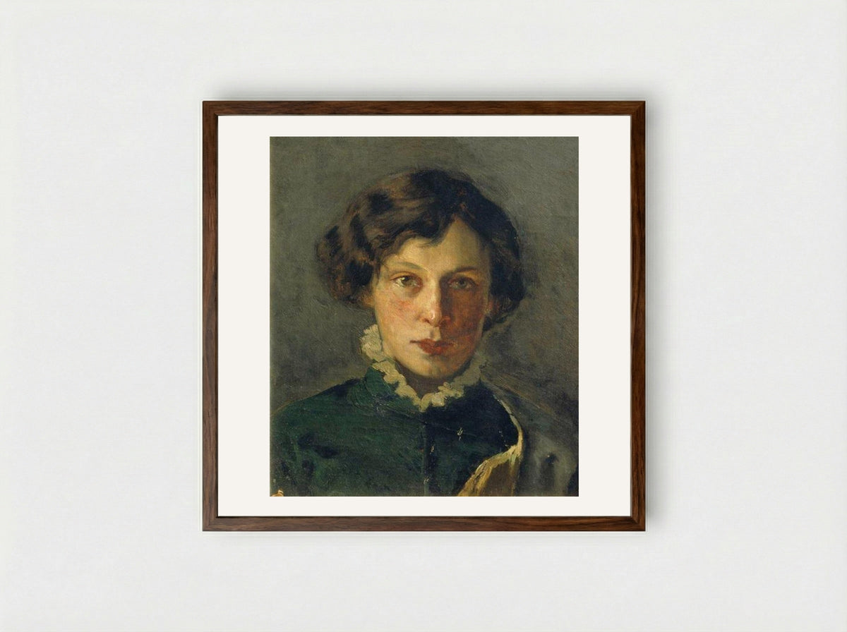Portrait of M. Nesterova - Mikhail Nesterov - Framed Print Dark Wood
