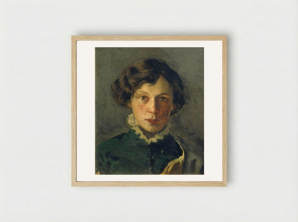 Portrait of M. Nesterova - Mikhail Nesterov - Framed Print Wood