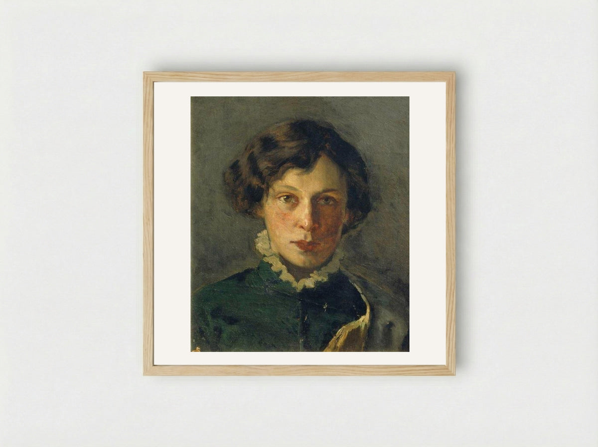 Portrait of M. Nesterova - Mikhail Nesterov - Framed Print Wood