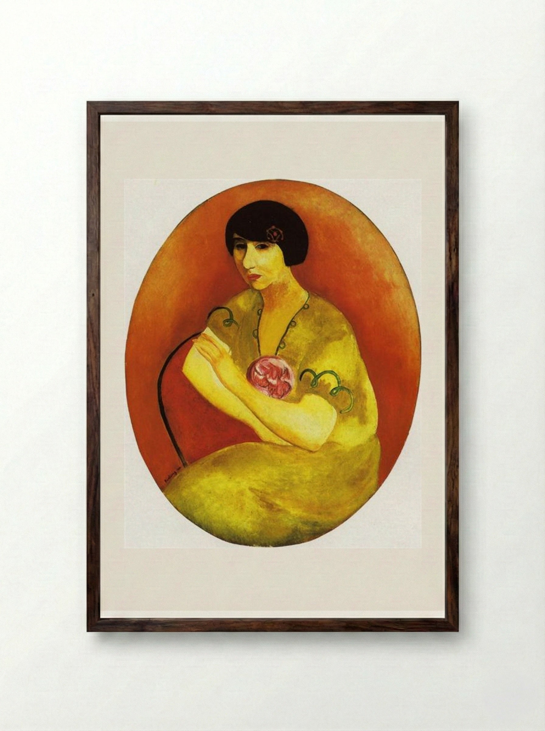Portrait of Madame André Salmon - Moïse Kisling - Framed Print Dark Wood