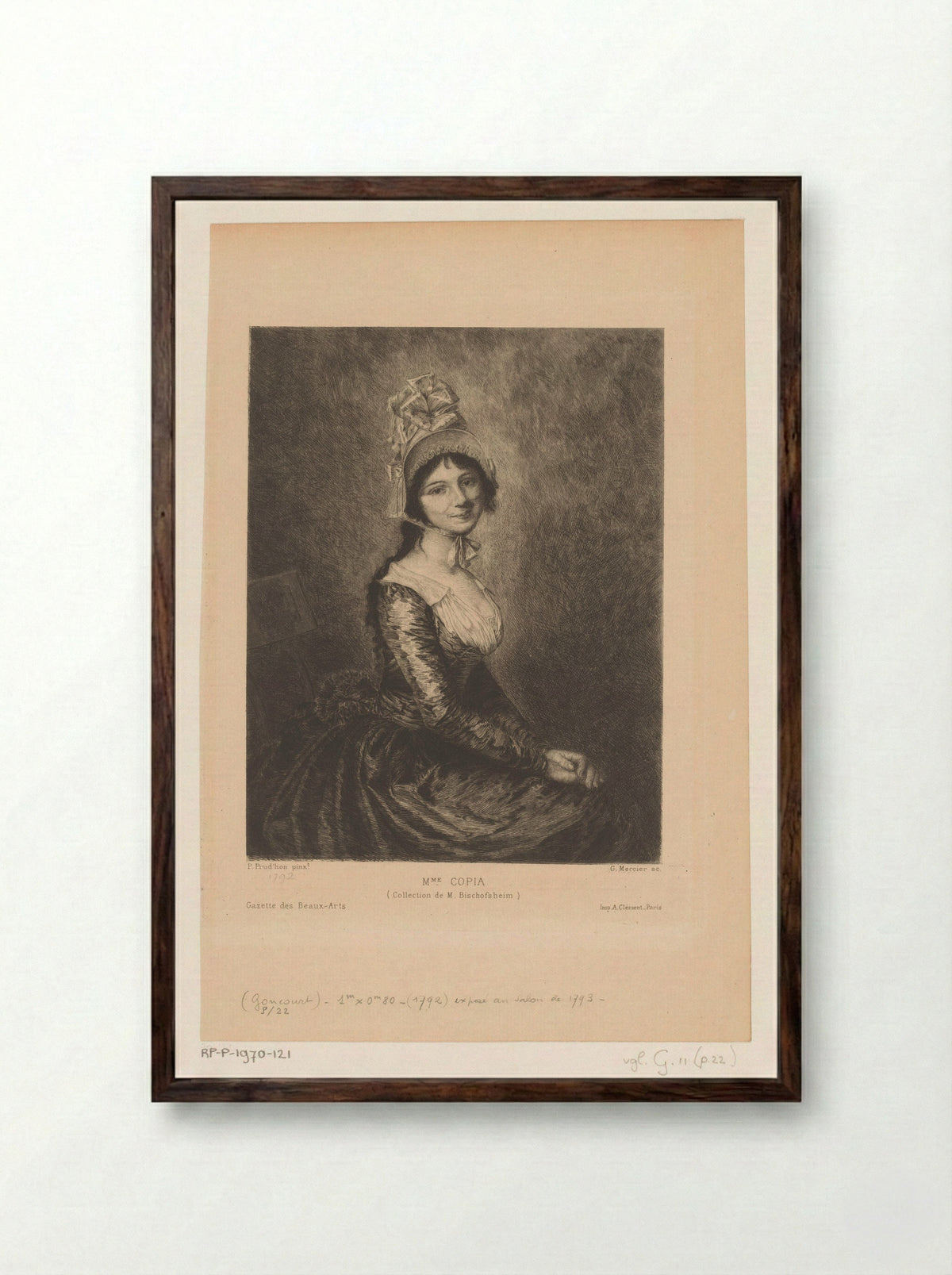 Portrait of Madame Copia - Pierre-Paul Prud'hon - Framed Print Dark Wood