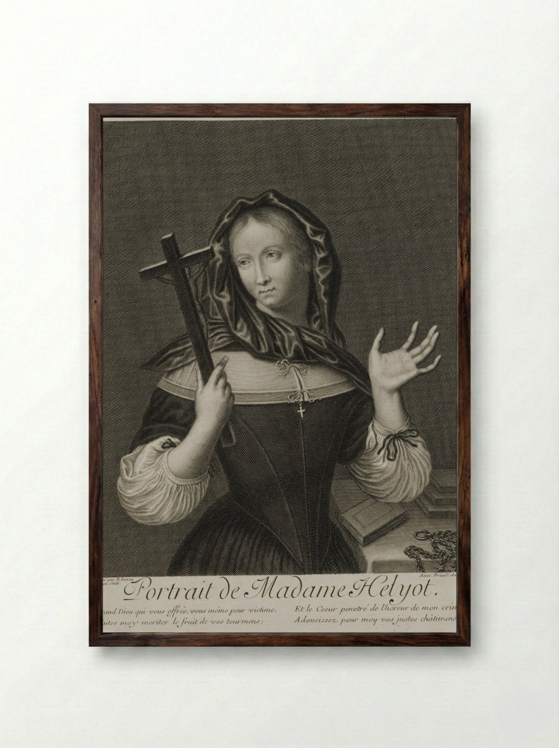 Portrait of Madame Helyot - Nicolas Bazin - Framed Print Dark Wood