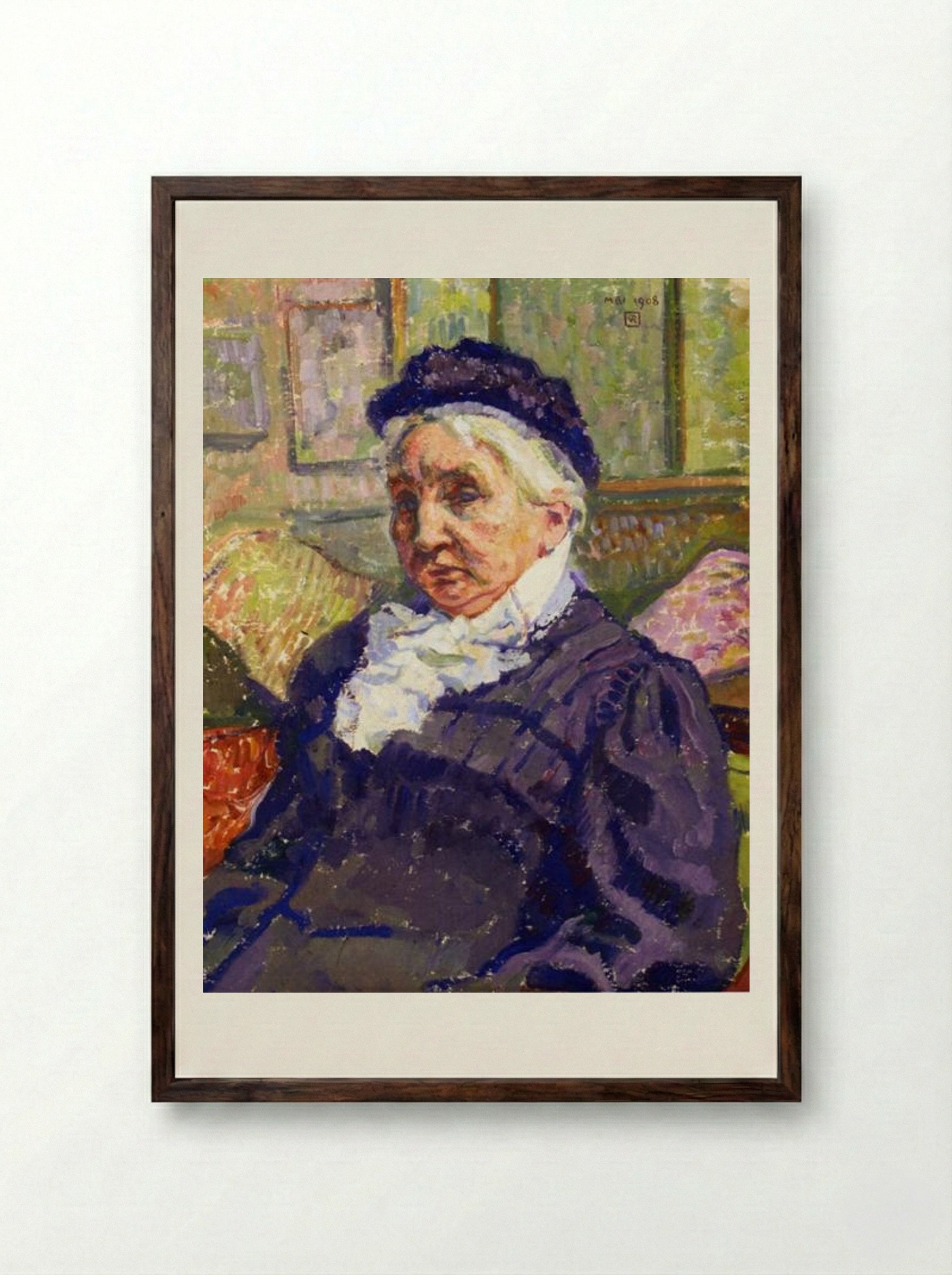 Portrait of Madame Monnon - Théo van Rysselberghe - Framed Print Dark Wood
