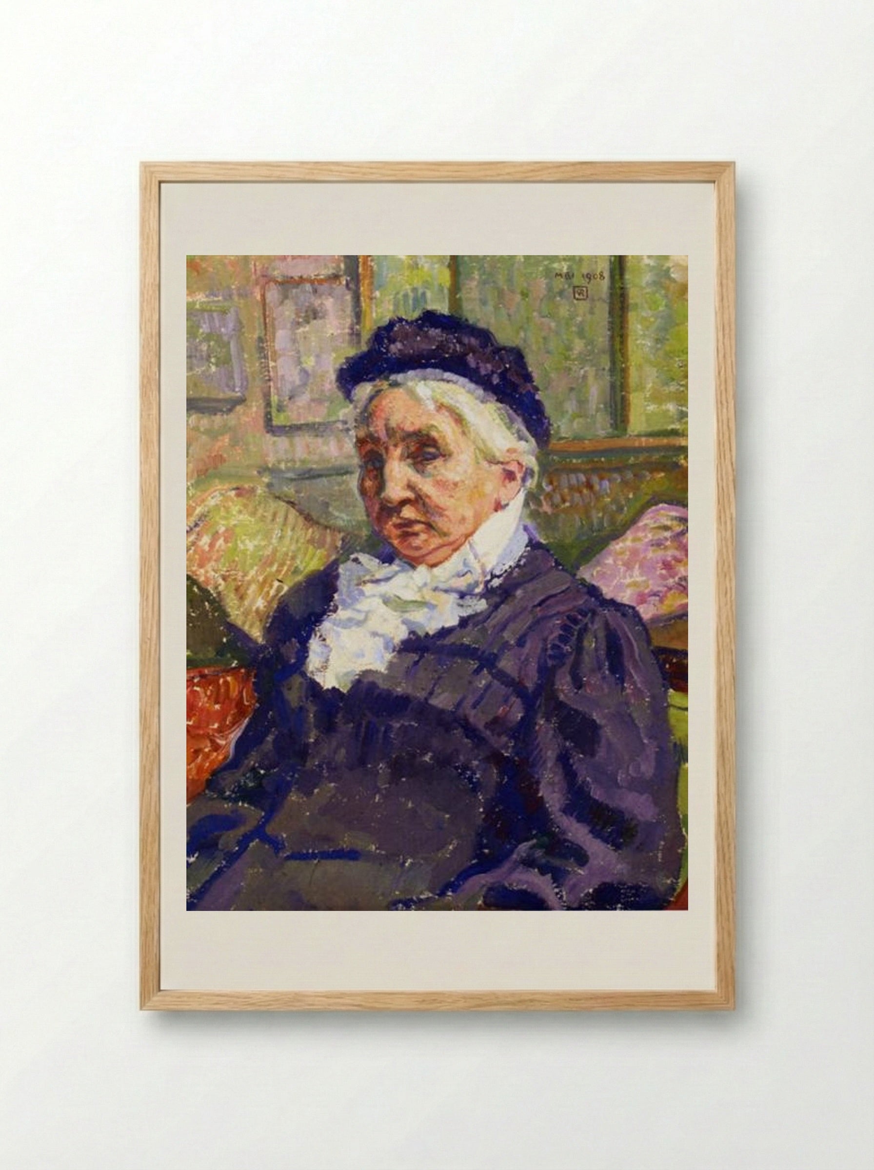 Portrait of Madame Monnon - Théo van Rysselberghe - Framed Print Wood