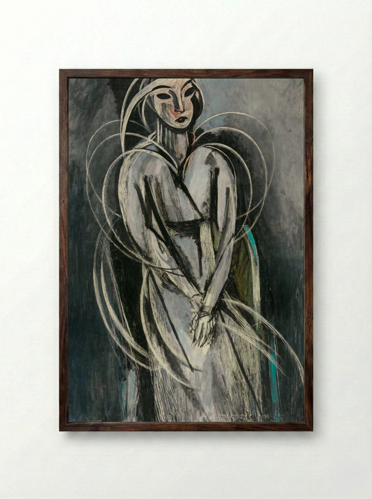 Portrait of Madame Yvonne Landsberg - Henri Matisse - Framed Print Dark Wood
