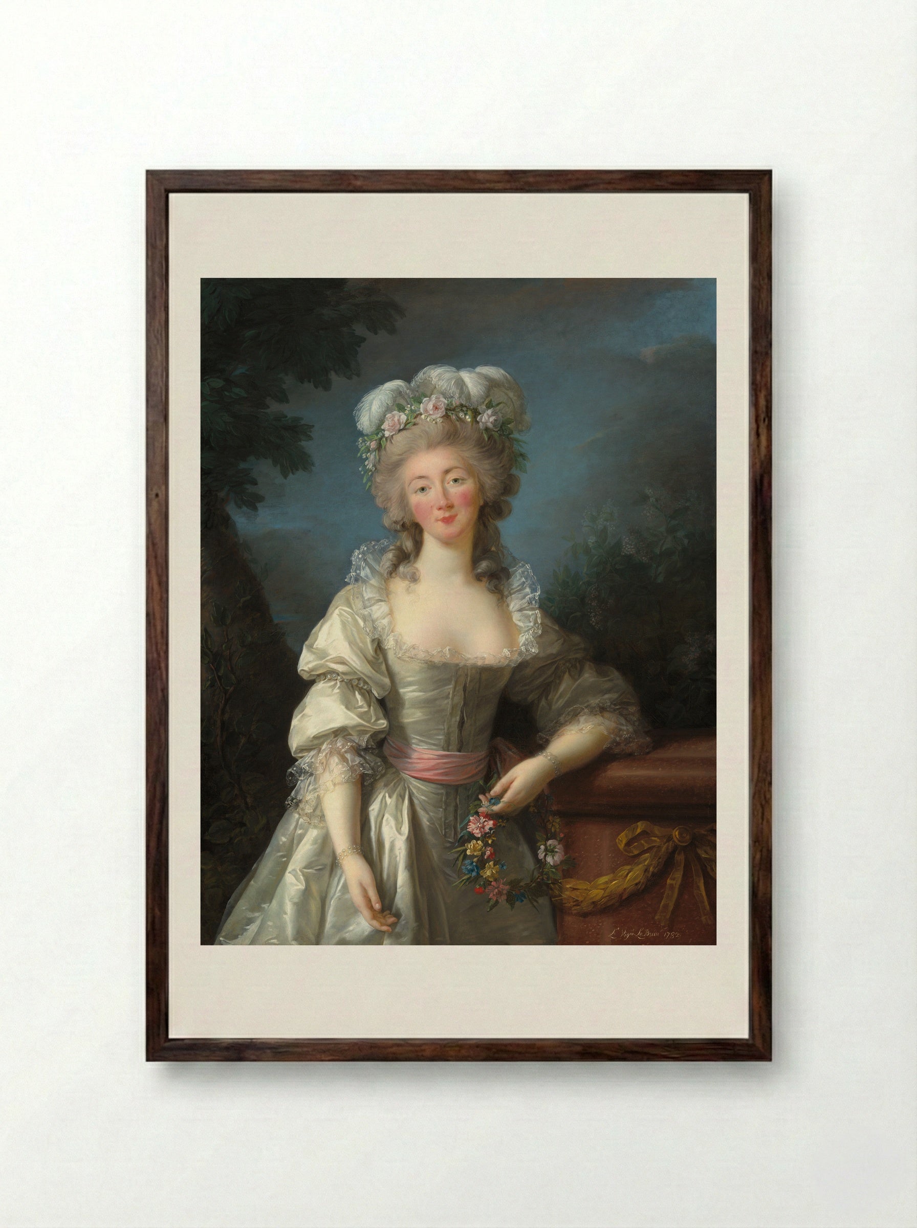 Portrait of Madame du Barry - Louise Elisabeth Vigée Le Brun - Framed Print Dark Wood