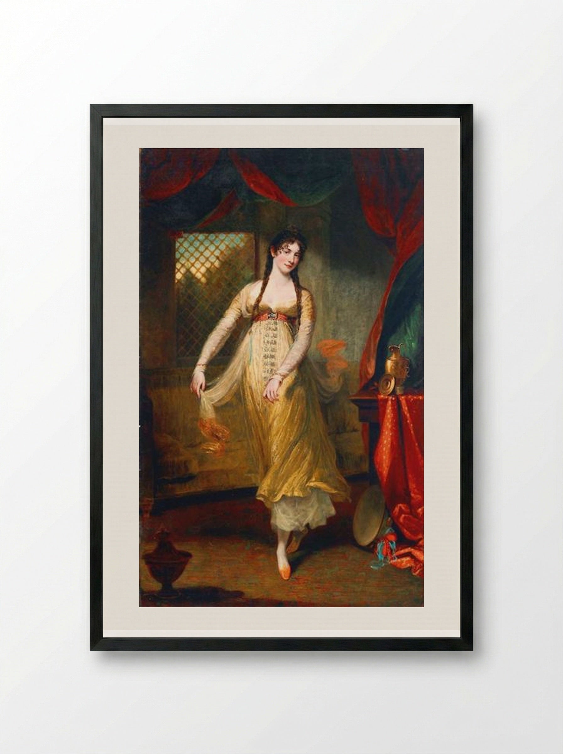 Portrait of Mademoiselle Hilligsberg - John Hoppner - Framed Print Black