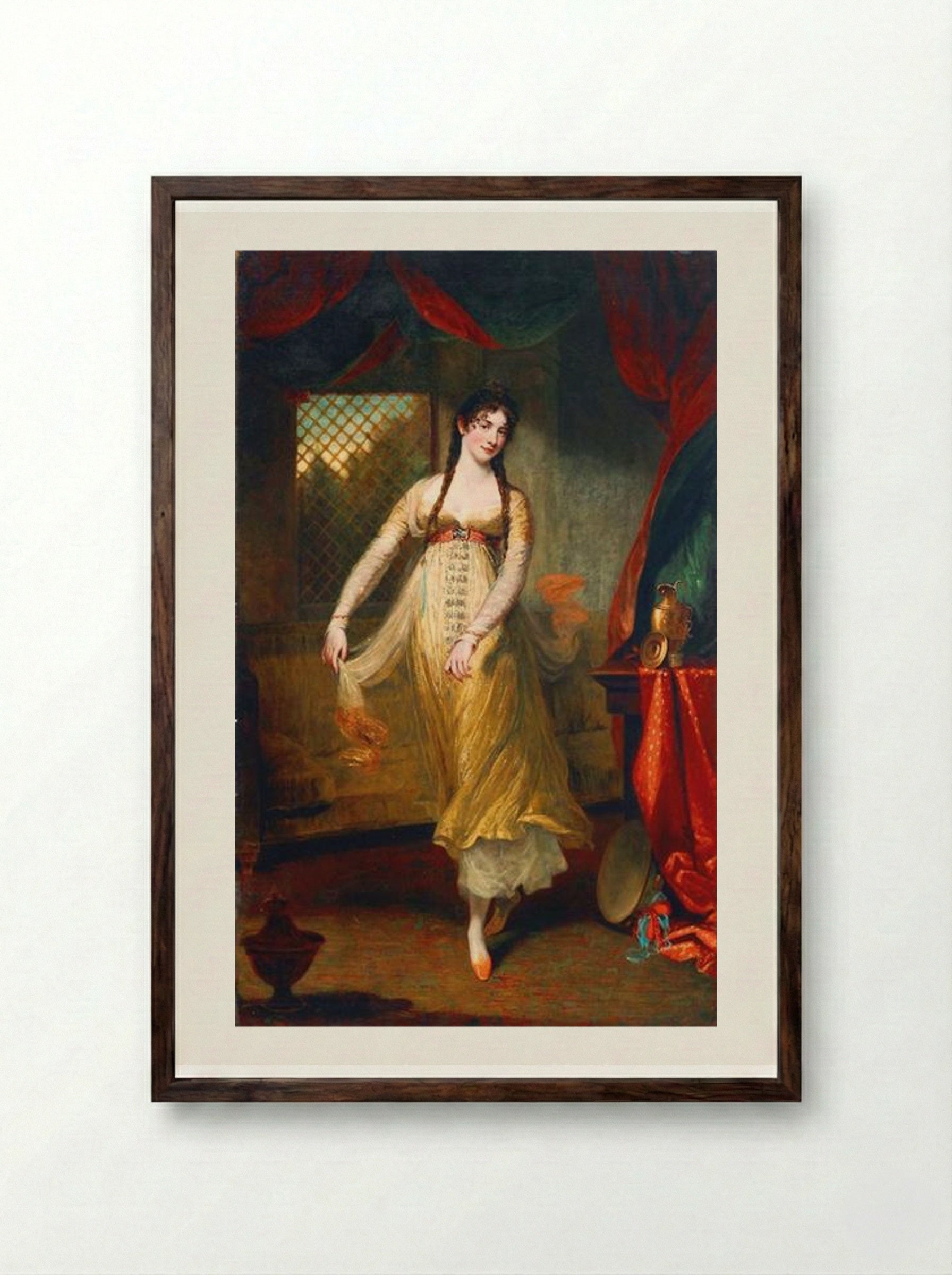 Portrait of Mademoiselle Hilligsberg - John Hoppner - Framed Print Dark Wood