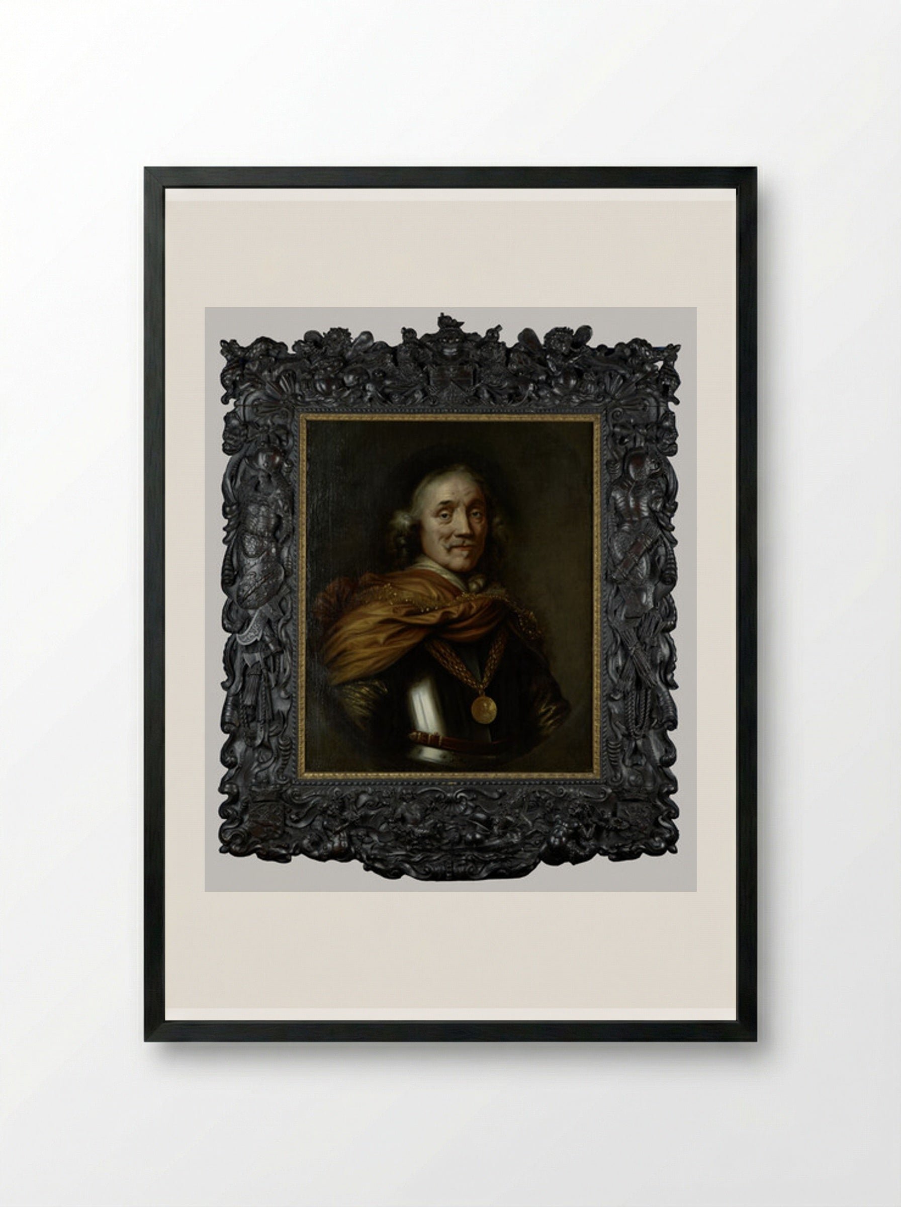 Portrait of Maerten Harpertsz Tromp - Jan Lievens - Framed Print Black