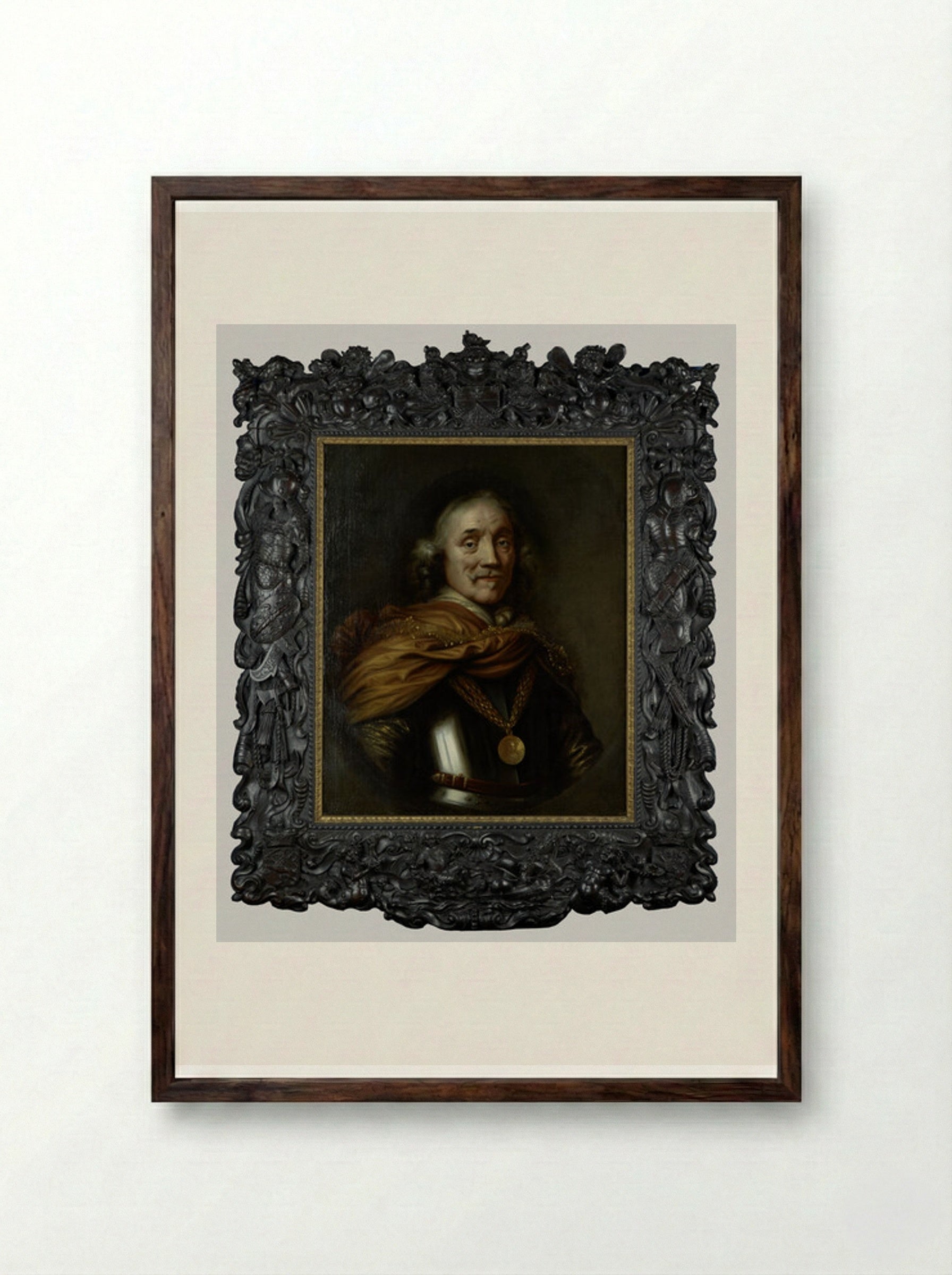 Portrait of Maerten Harpertsz Tromp - Jan Lievens - Framed Print Dark Wood