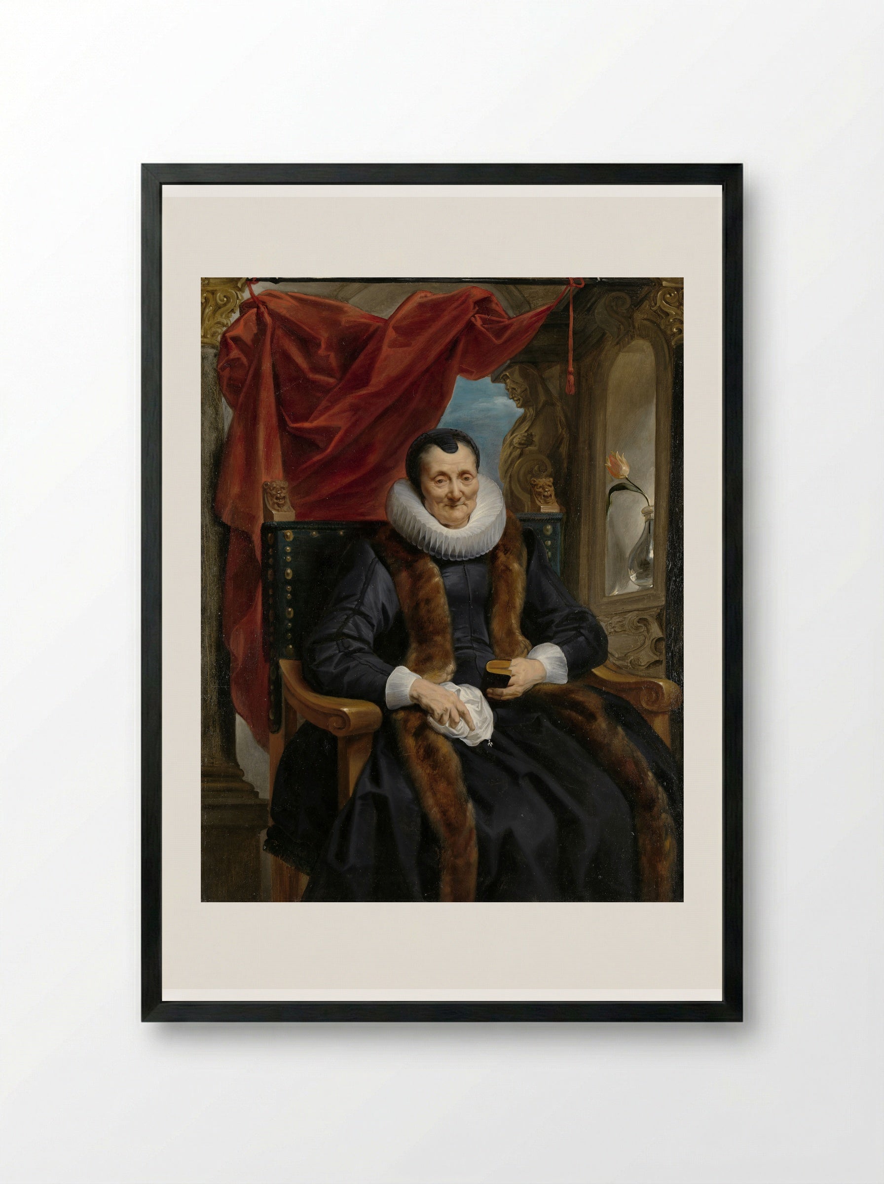 Portrait of Magdalena de Cuyper - Jacob Jordaens - Framed Print Black