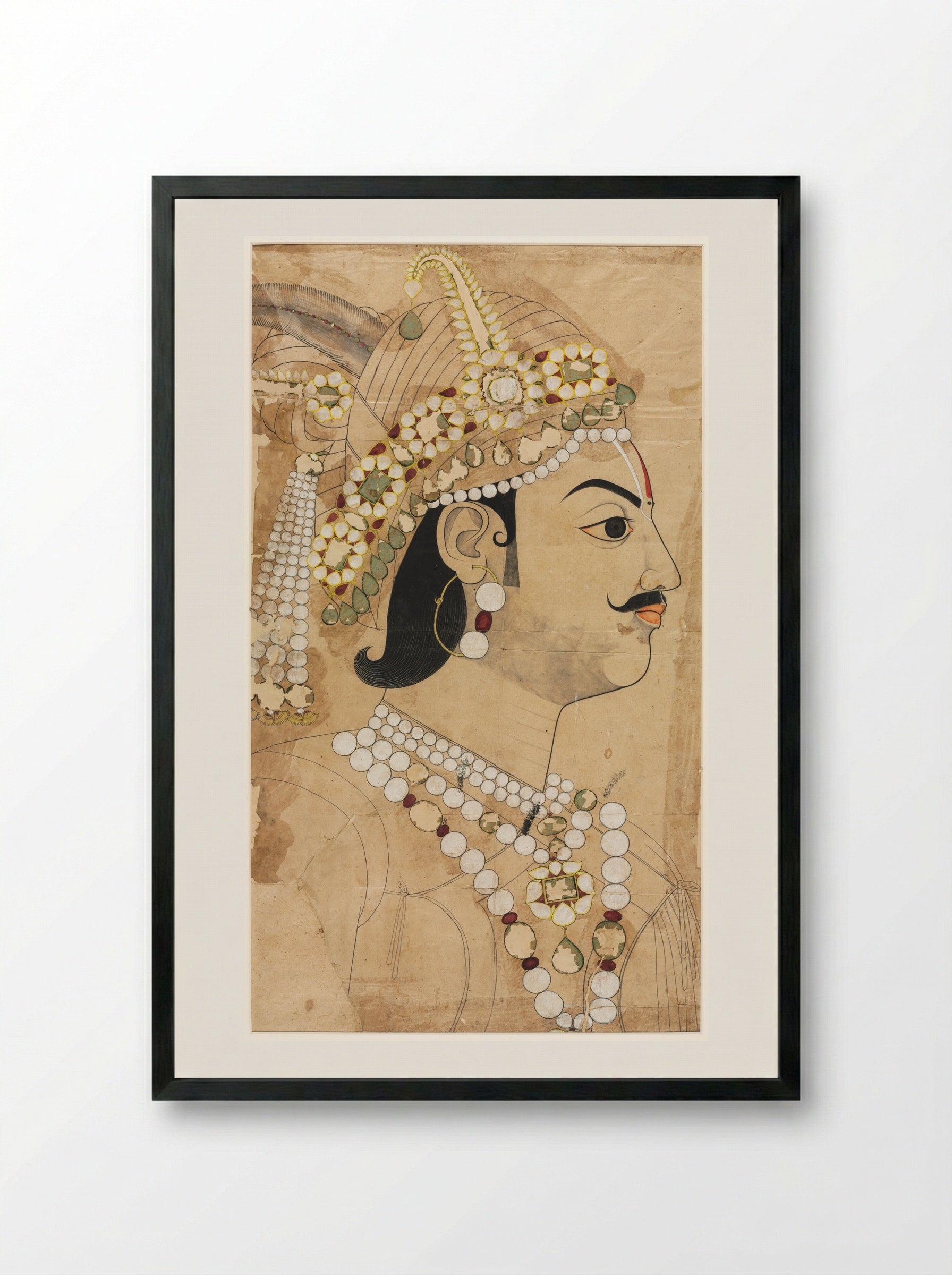 Portrait of Maharaja Pratap Singh - Sahib Ram - Framed Print Black