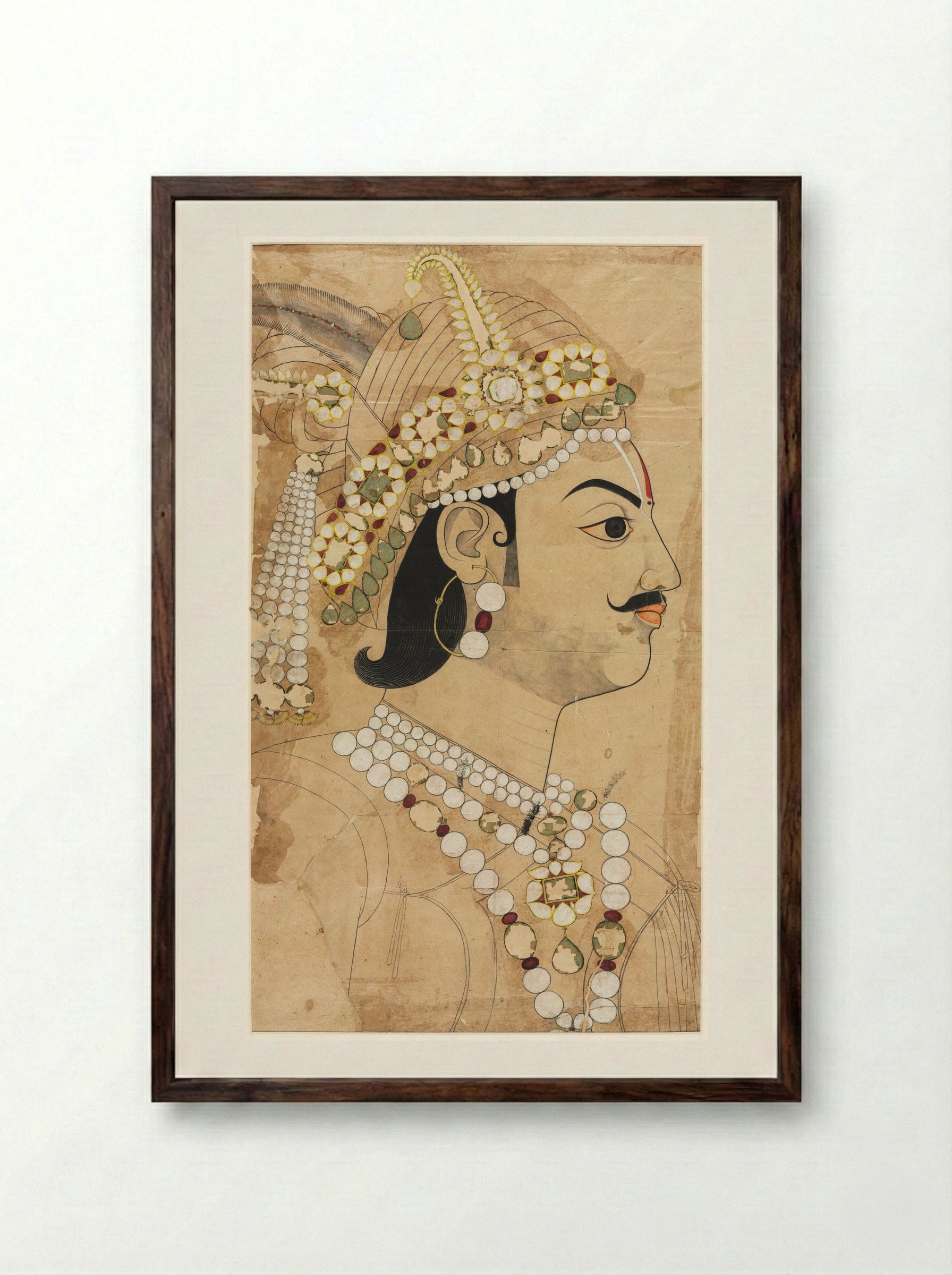 Portrait of Maharaja Pratap Singh - Sahib Ram - Framed Print Dark Wood