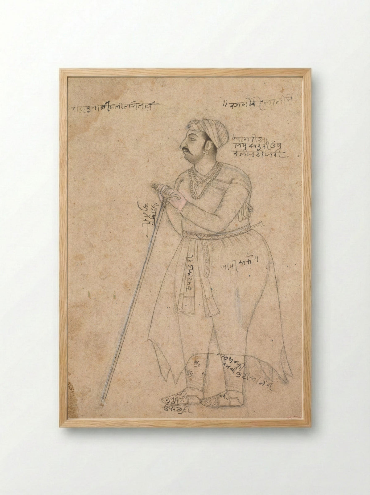 Portrait of Maharaja Rai Singh of Bikaner - Nur Muhammad - Framed Print Wood