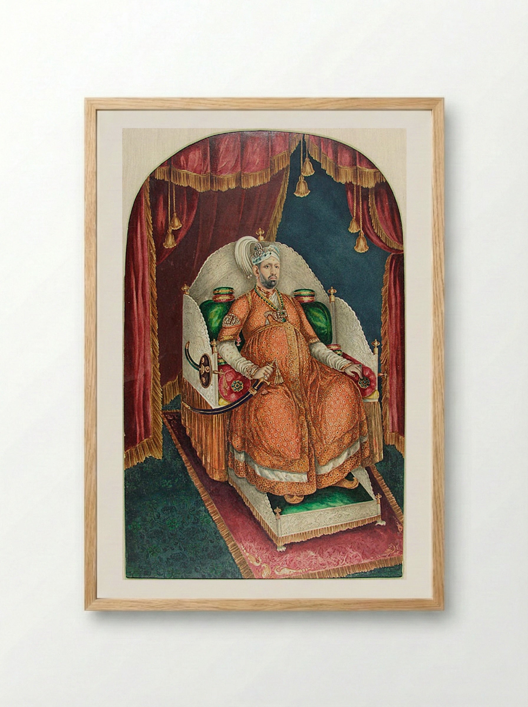 Portrait of Maharaja Uthram Thirunal Marthanda Varma of Travancore - Fine Art Print - Framed Print Wood