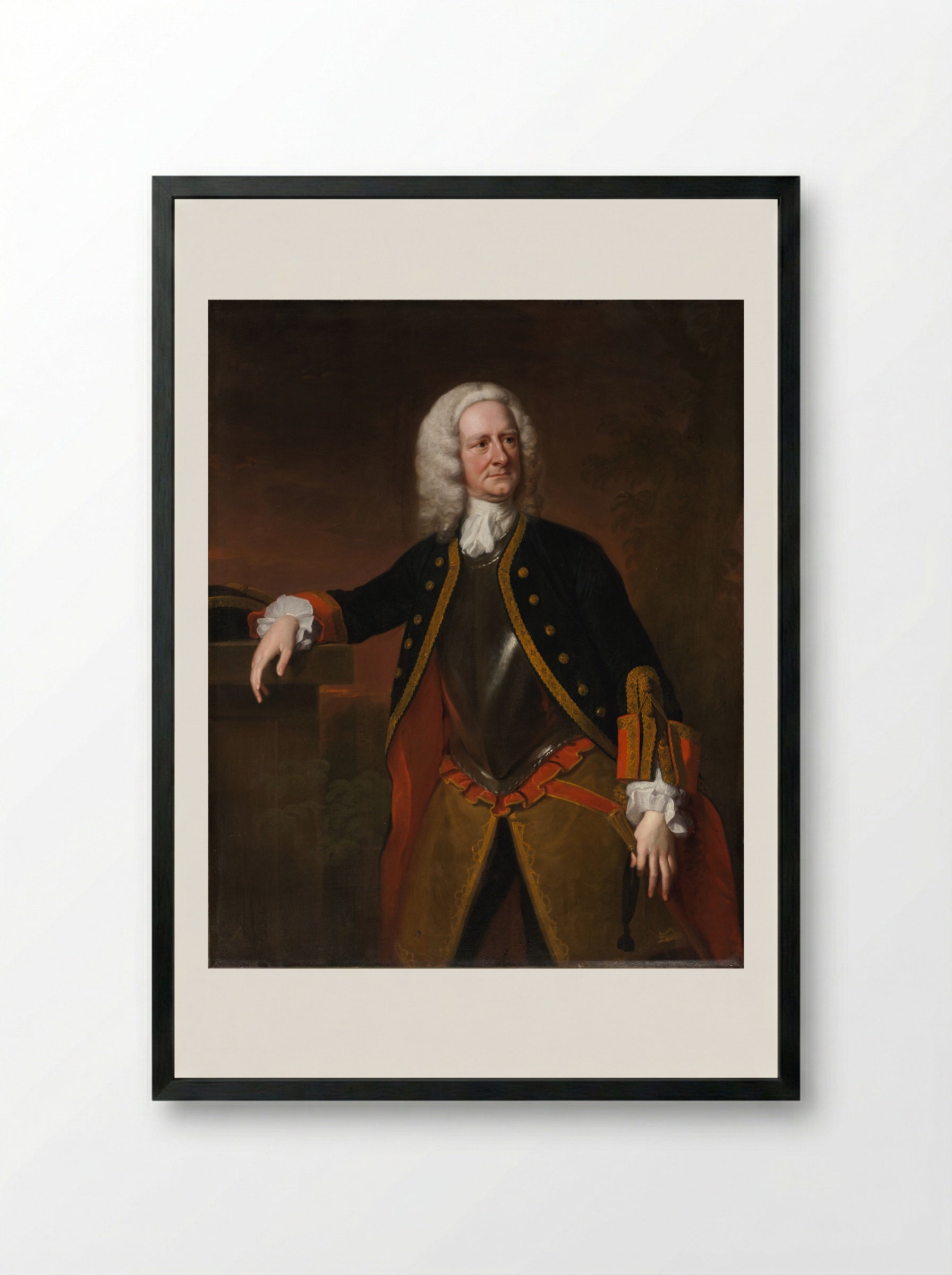 Portrait of Major Foubert - Thomas Hudson - Framed Print Black