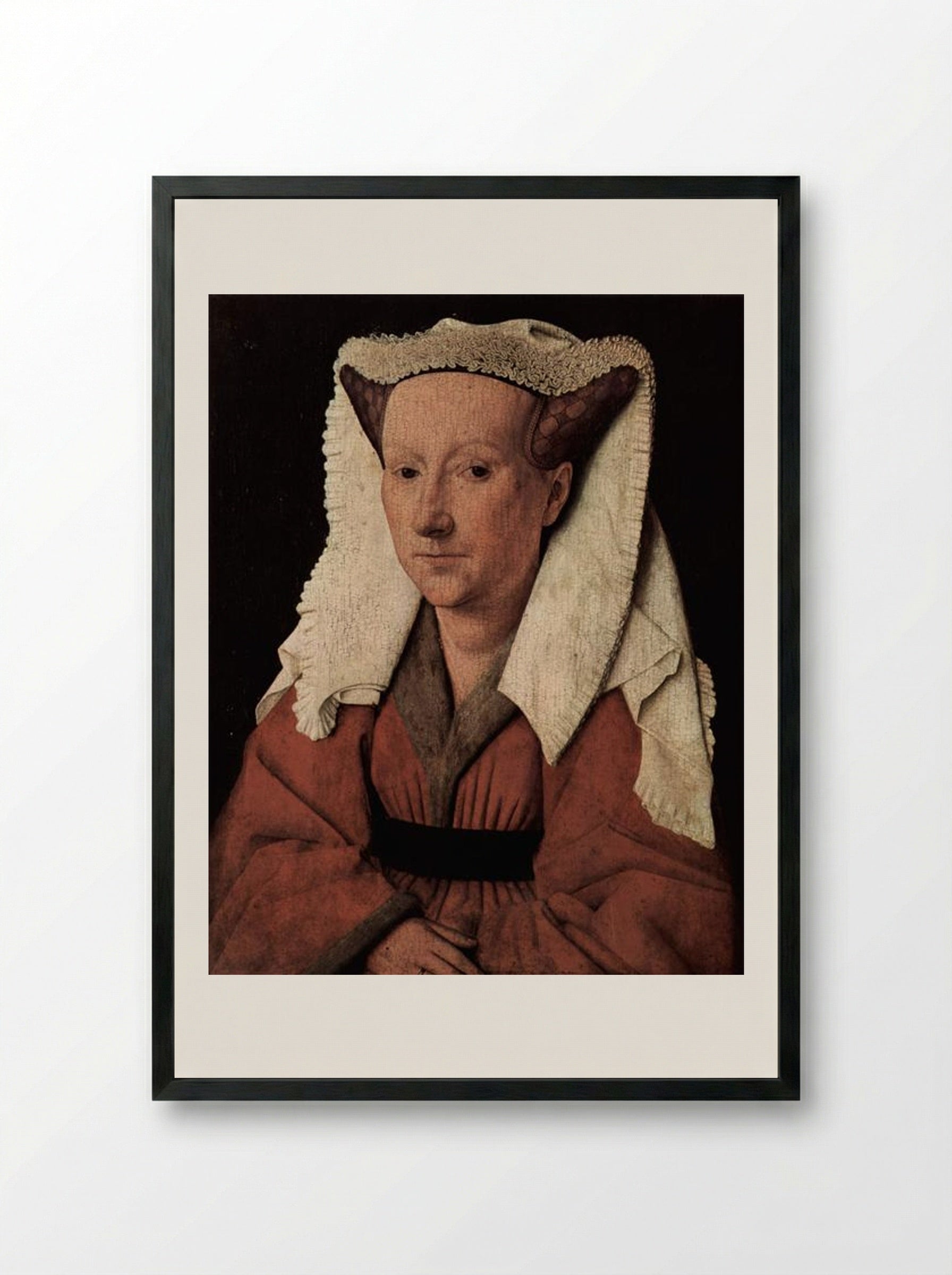 Portrait of Margaret van Eyck - Jan van Eyck - Framed Print Black