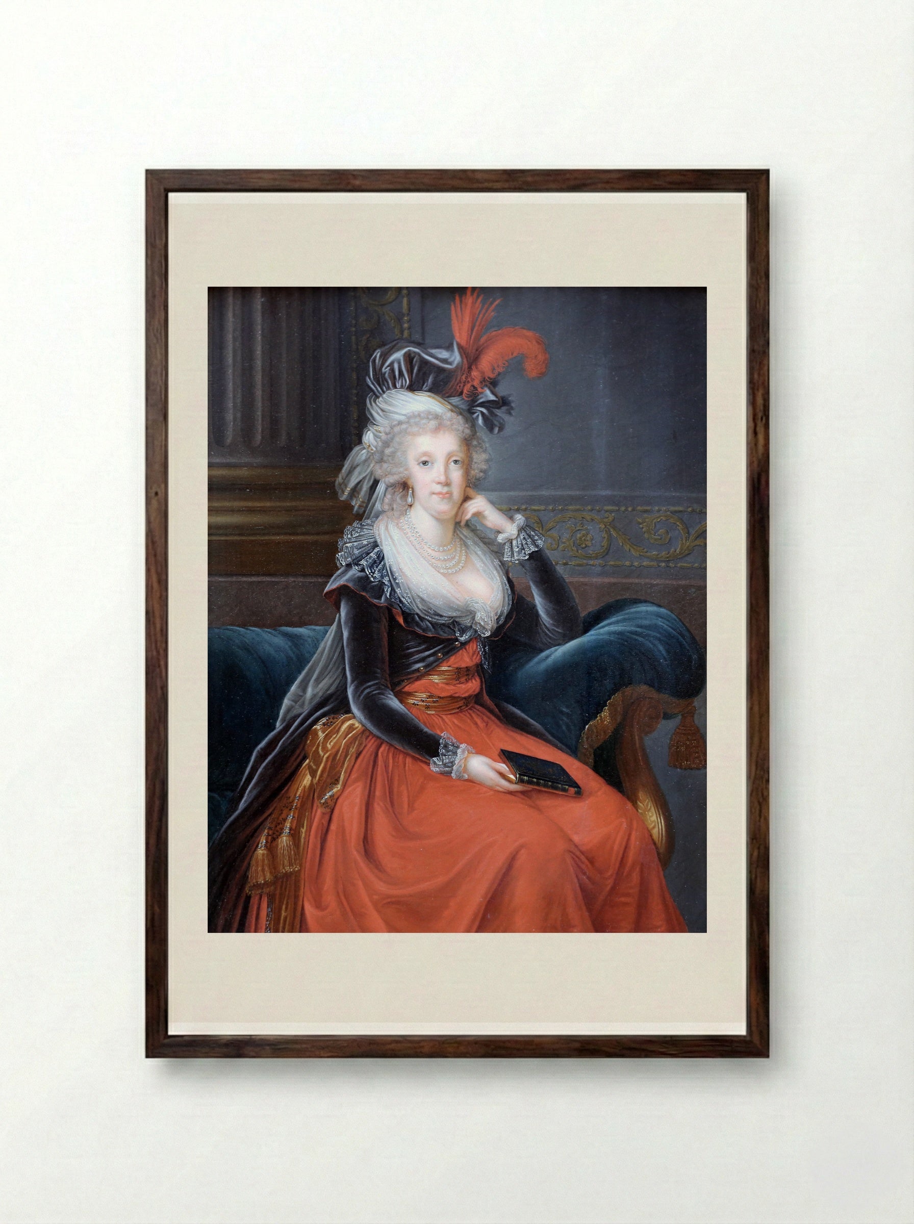 Portrait of Maria Carolina of Austria - Louise Elisabeth Vigée Le Brun - Framed Print Dark Wood