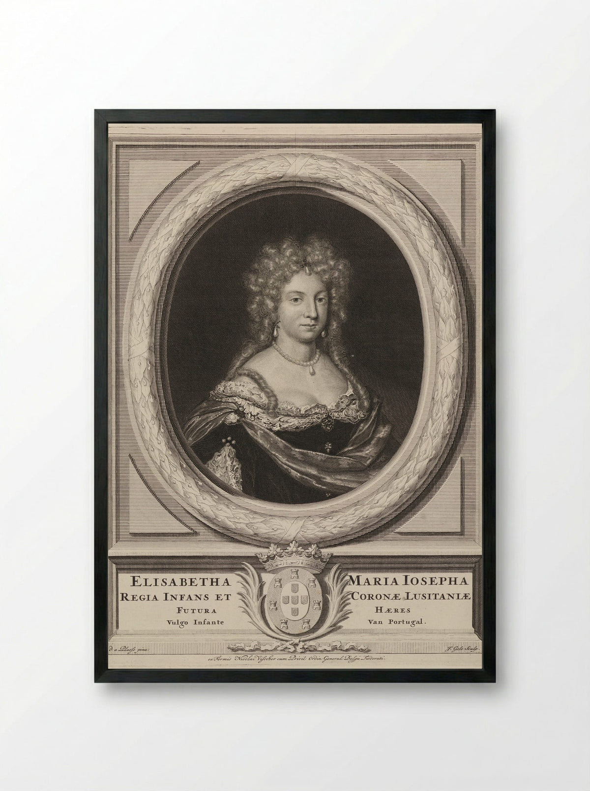 Portrait of Maria Josepha of Austria - David van der Plas - Framed Print Black