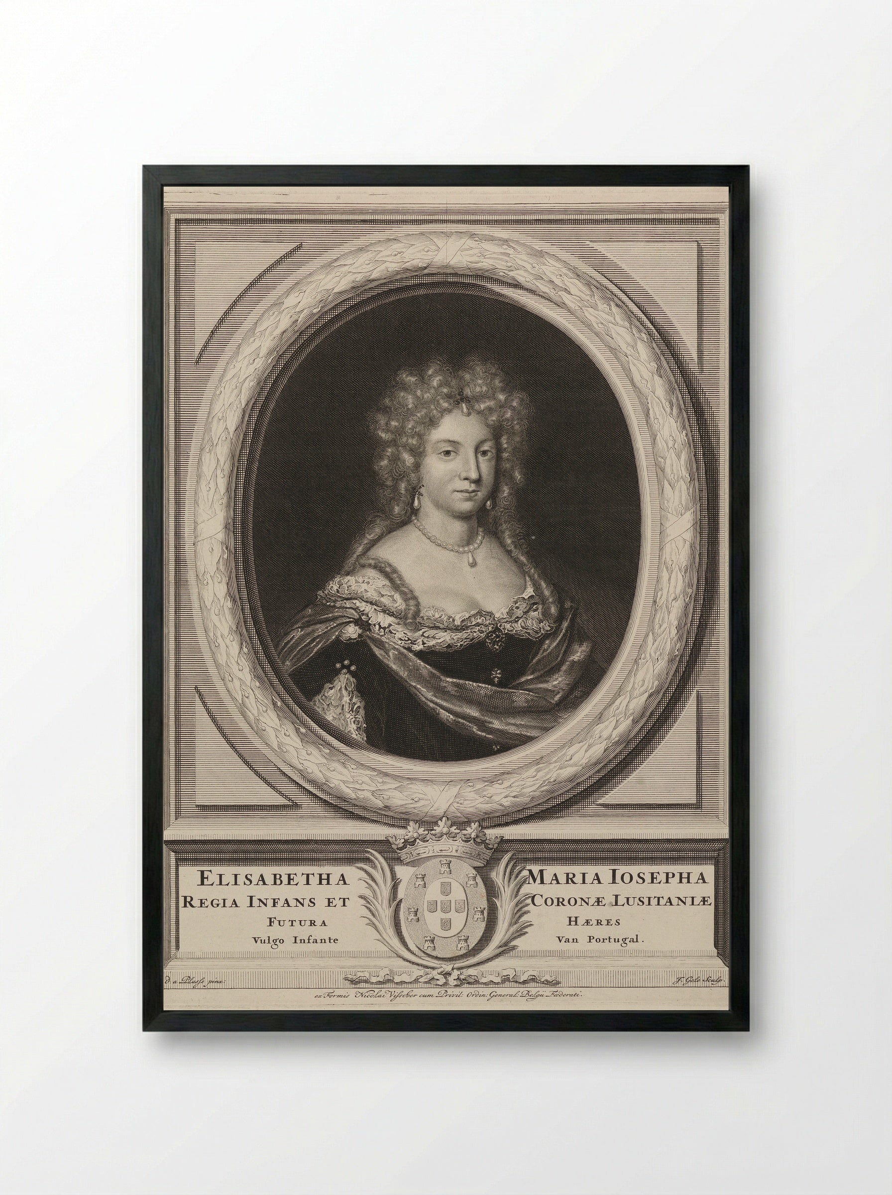 Portrait of Maria Josepha of Austria - David van der Plas - Framed Print Black