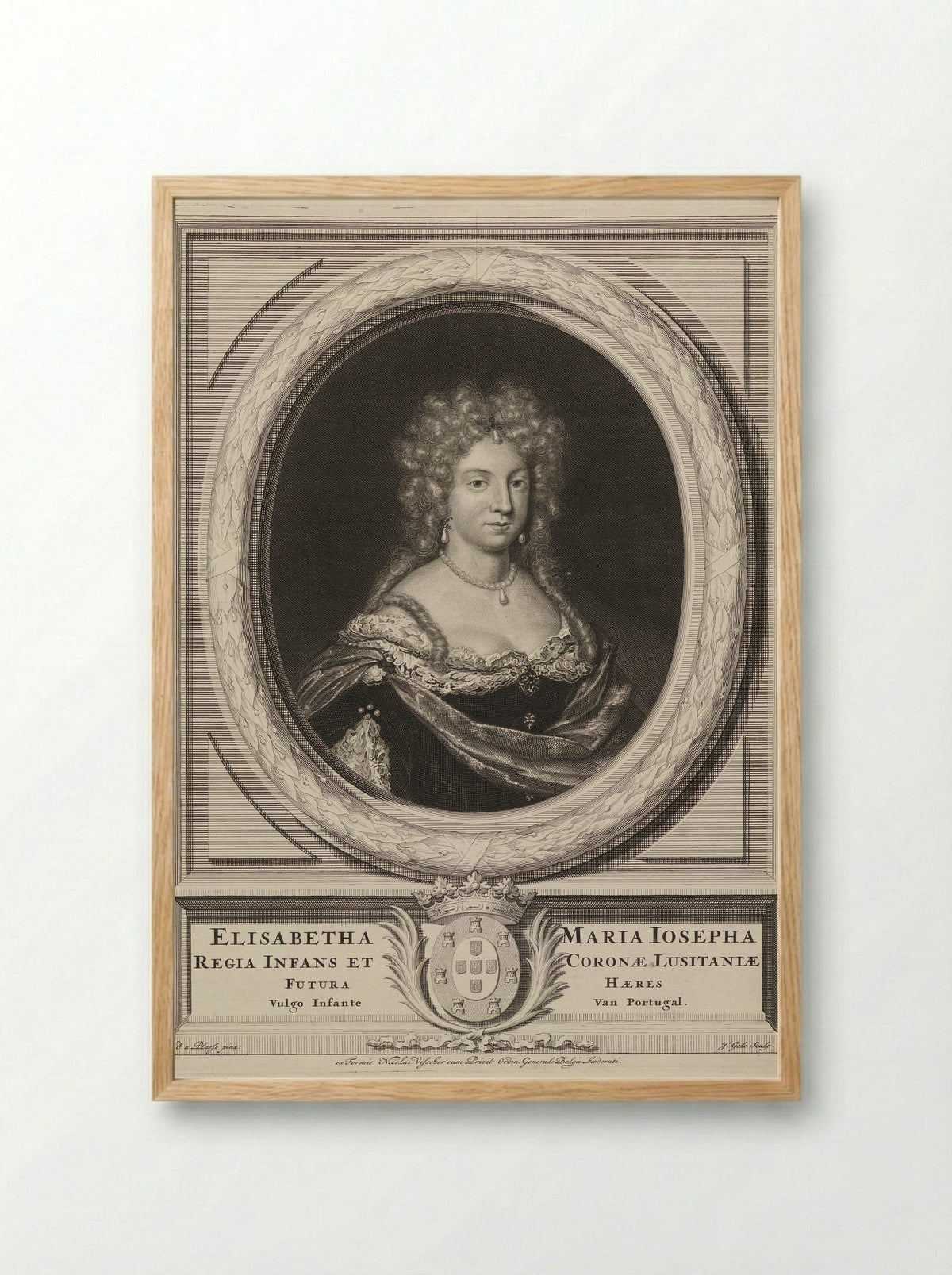 Portrait of Maria Josepha of Austria - David van der Plas - Framed Print Wood