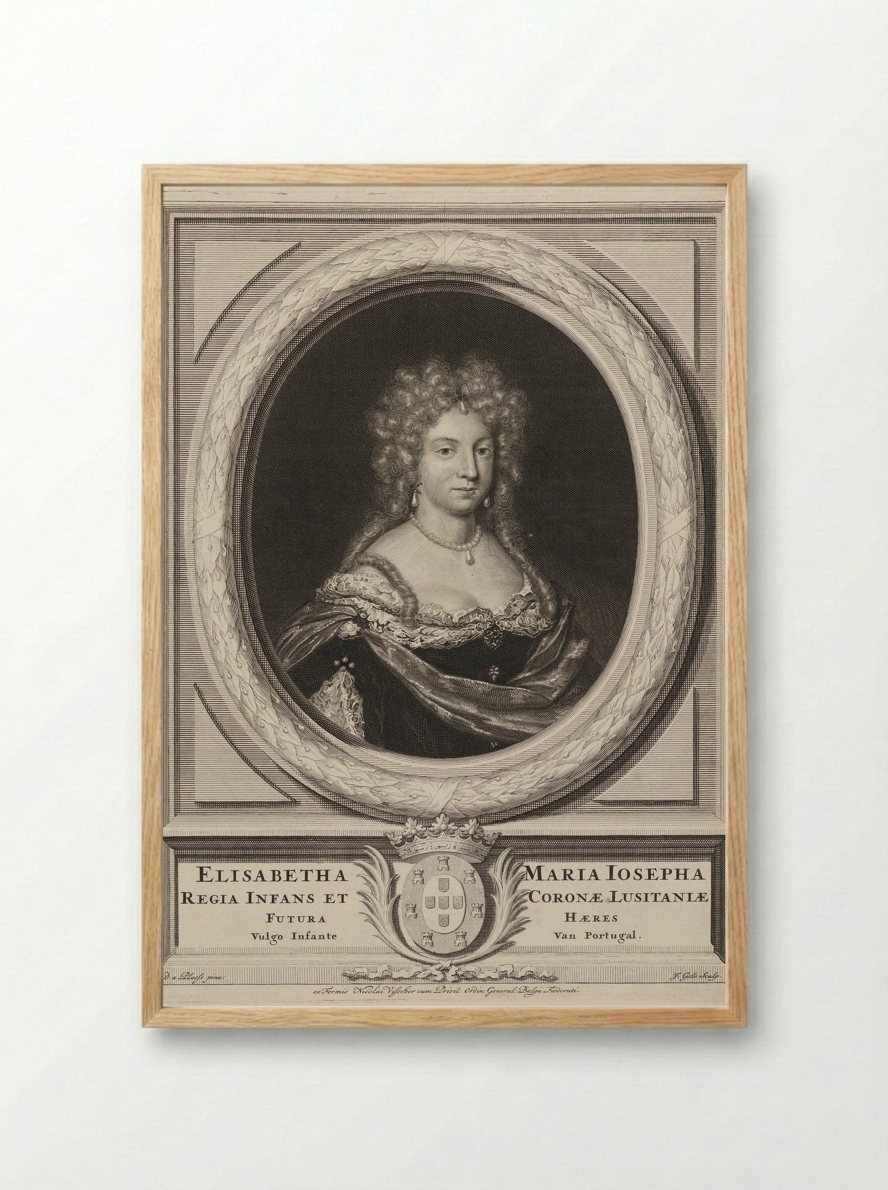 Portrait of Maria Josepha of Austria - David van der Plas - Framed Print Wood
