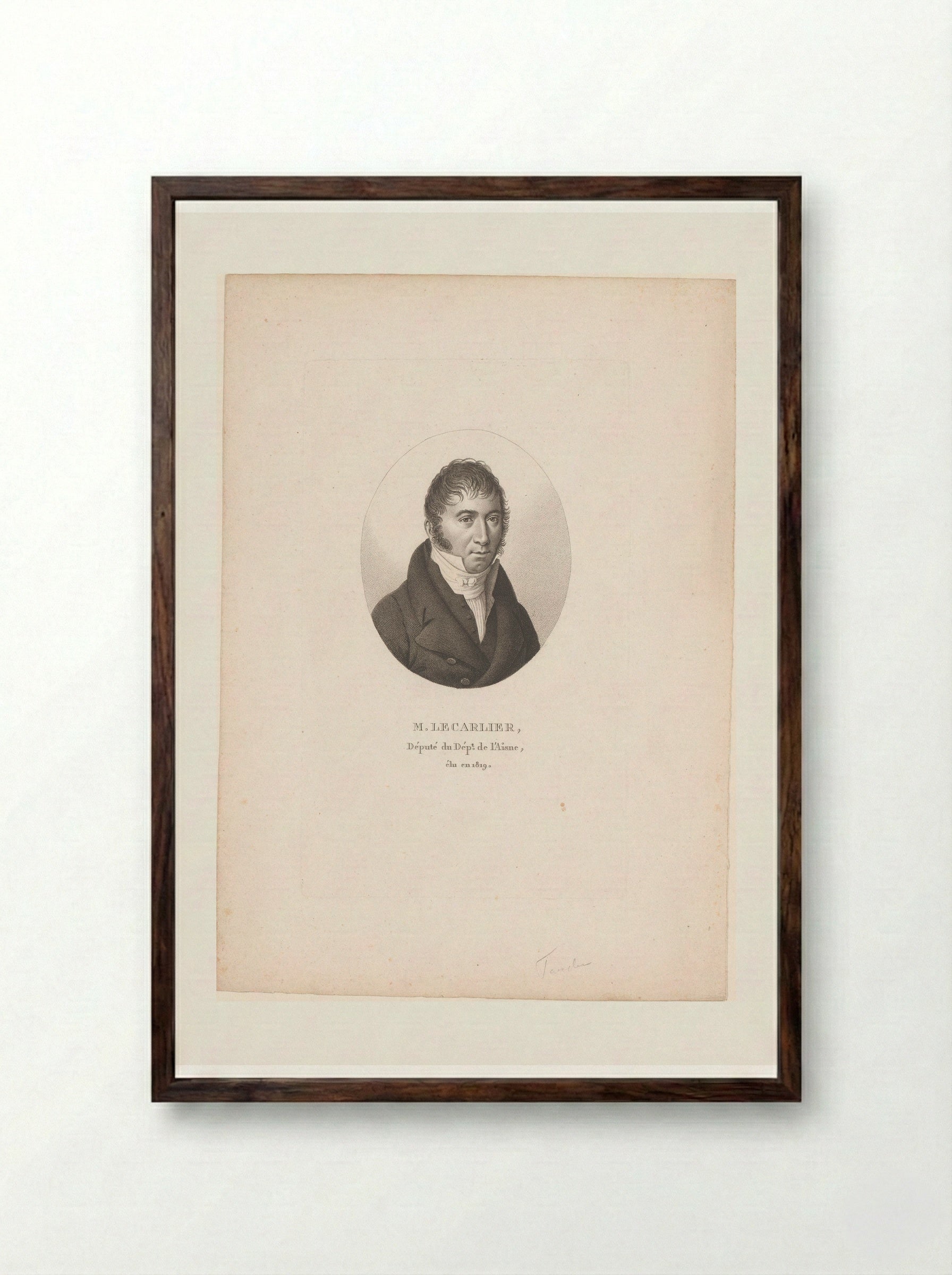 Portrait of Marie Charles Henri Philibert Le Carlier d'Ardon - Ambroise Tardieu - Framed Print Dark Wood
