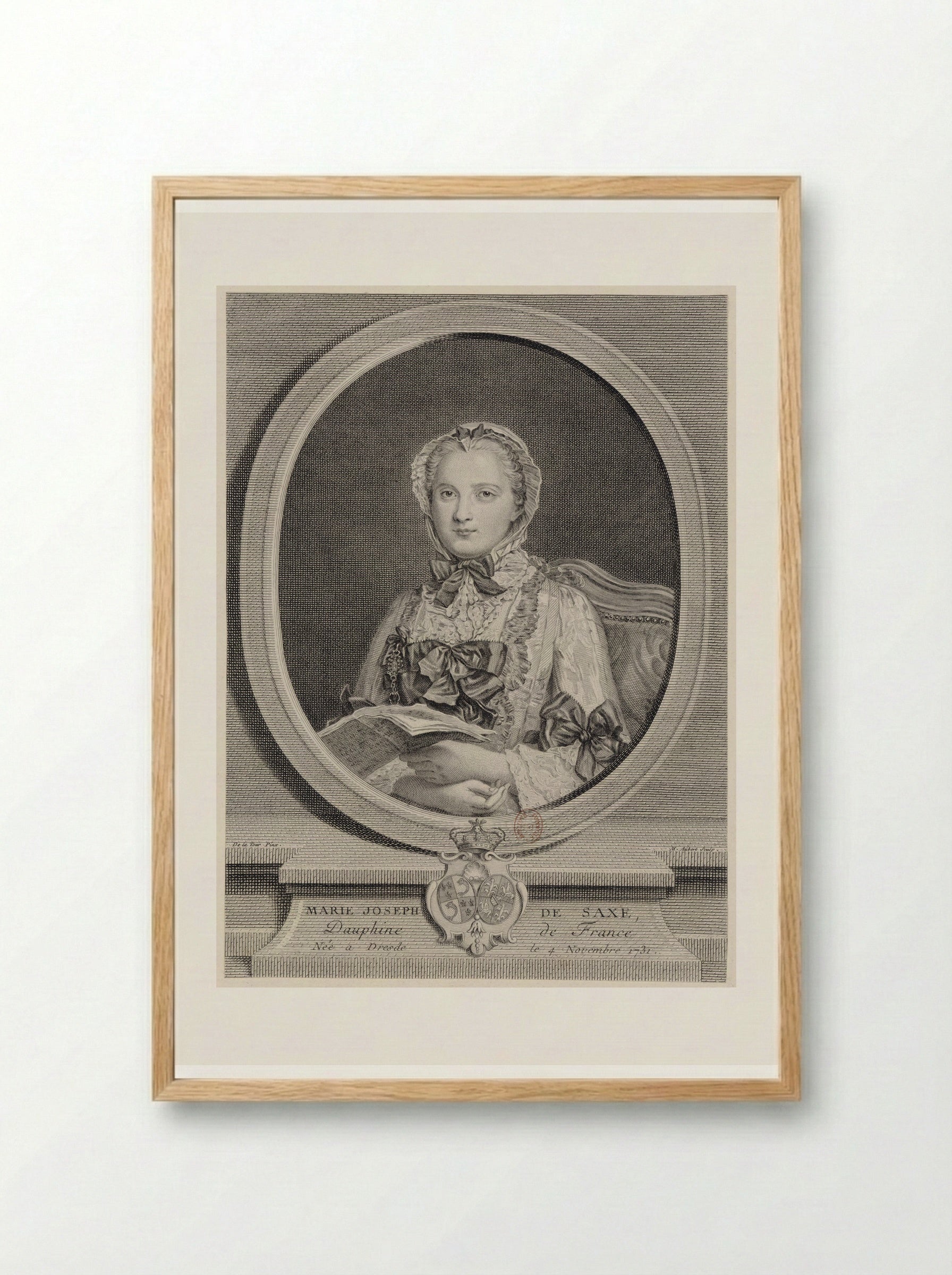 Portrait of Marie-Josephe of Saxony - Maurice Quentin de La Tour - Framed Print Wood