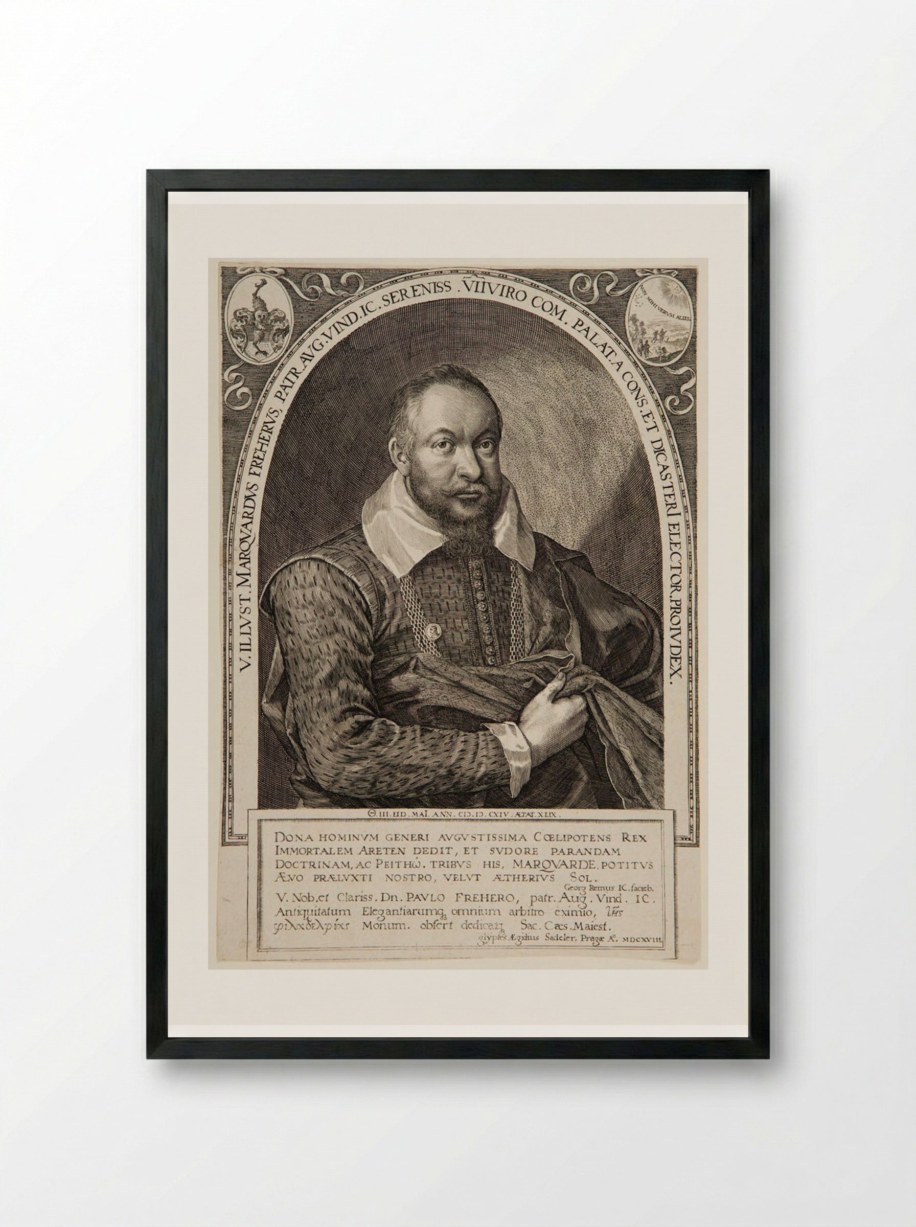 Portrait of Marquard Freher - Aegidius Sadeler II - Framed Print Black