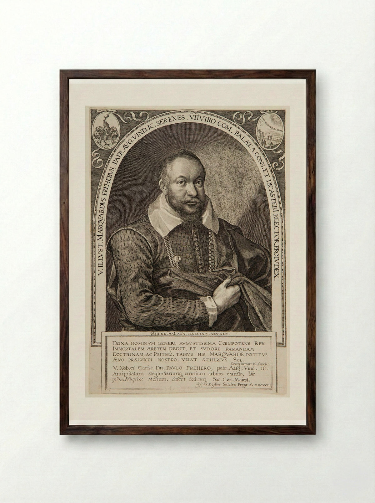 Portrait of Marquard Freher - Aegidius Sadeler II - Framed Print Dark Wood
